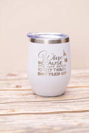 Stainless Steel Wine Tumbler – Vacuum Insulated Cup With Spill Resistant Lid