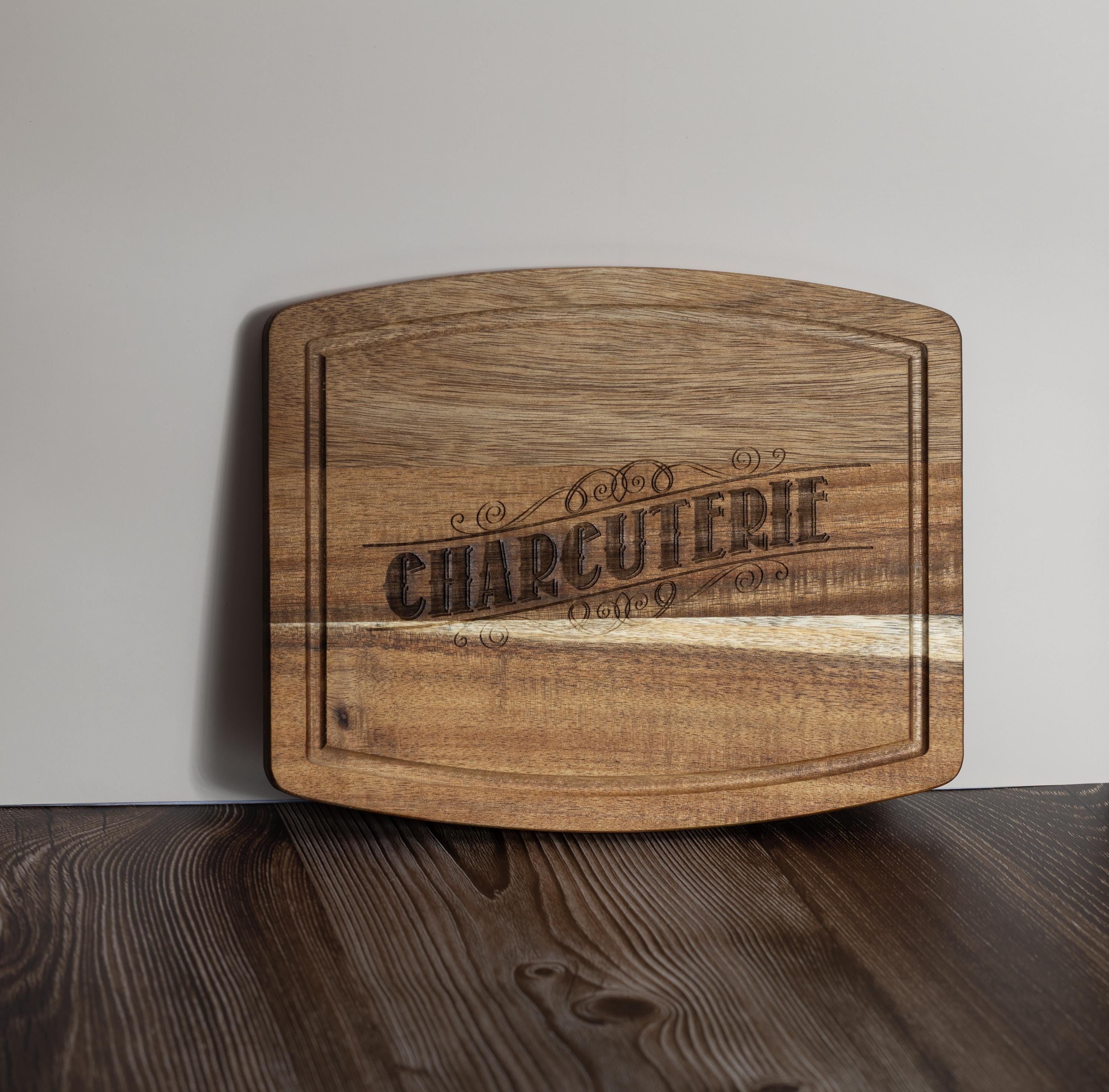 Rustic Acacia Charcuterie Board - Laser Engraved Wooden Serving Tray 8x10