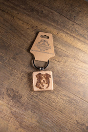 Australian Shepherd Keychain - Laser Engraved Wood Charm With Durable Stainless Steel Ring
