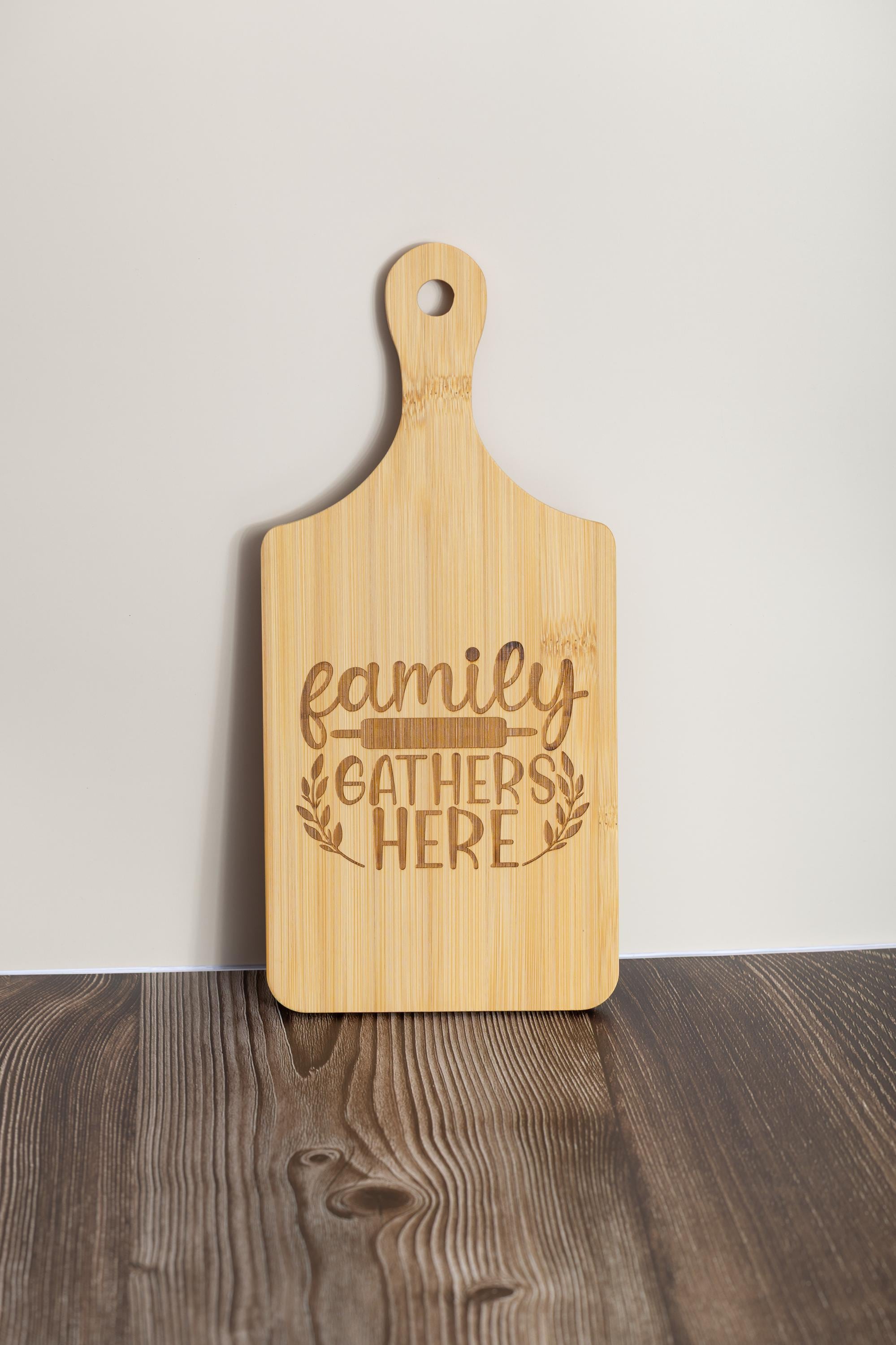 Laser Engraved Bamboo Board – Rustic Kitchen Decor, Family Kitchen Gift 5x11
