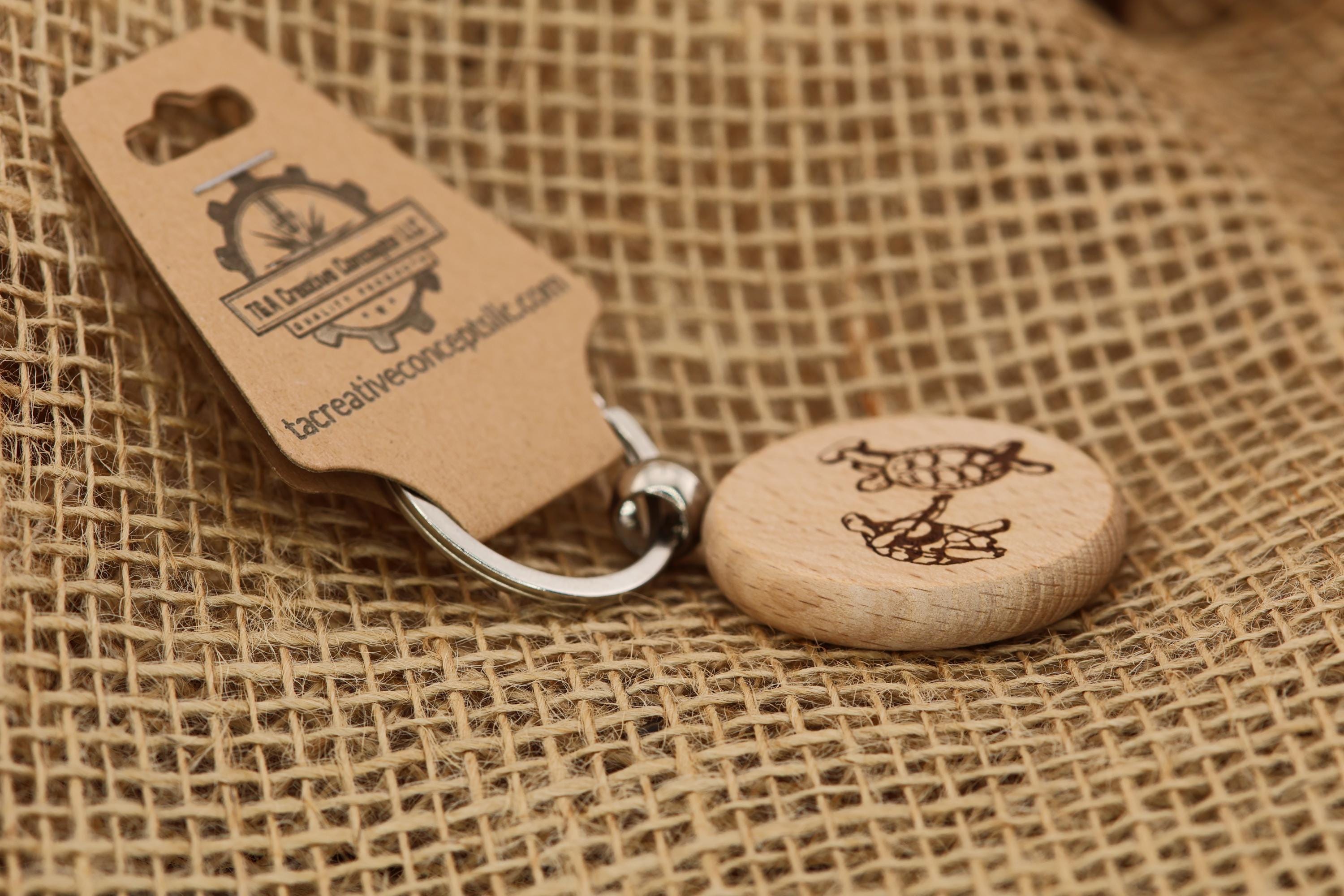 Grateful Dead Keychain - Dancing Turtles Design Hardwood Bag Charm with Rustproof Steel Ring