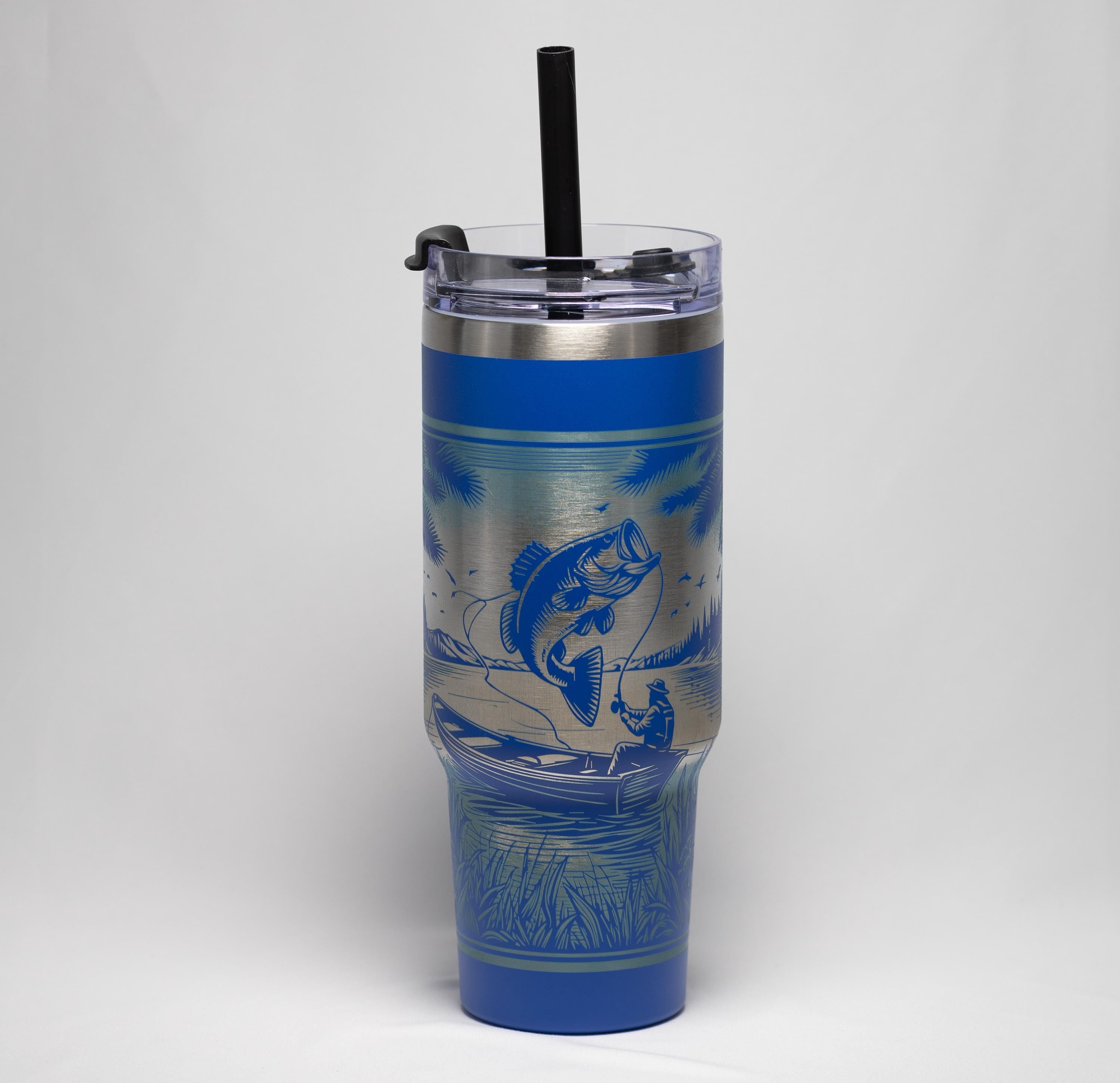 Bass Fishing Tumbler – 40oz Stainless Steel Cup with Laser Engraved Design