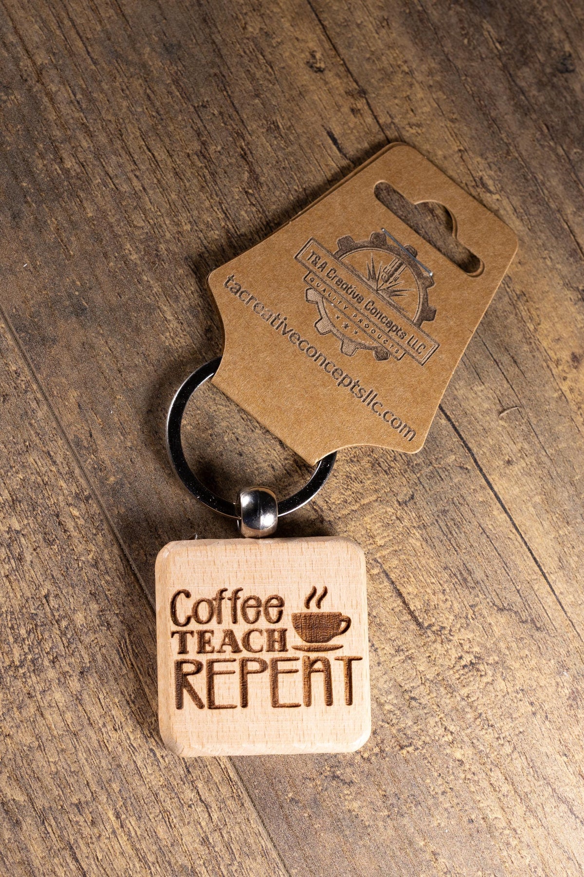 Teacher Keychain – Laser Engraved Hardwood Bag Charm | Coffee Teacher Gift