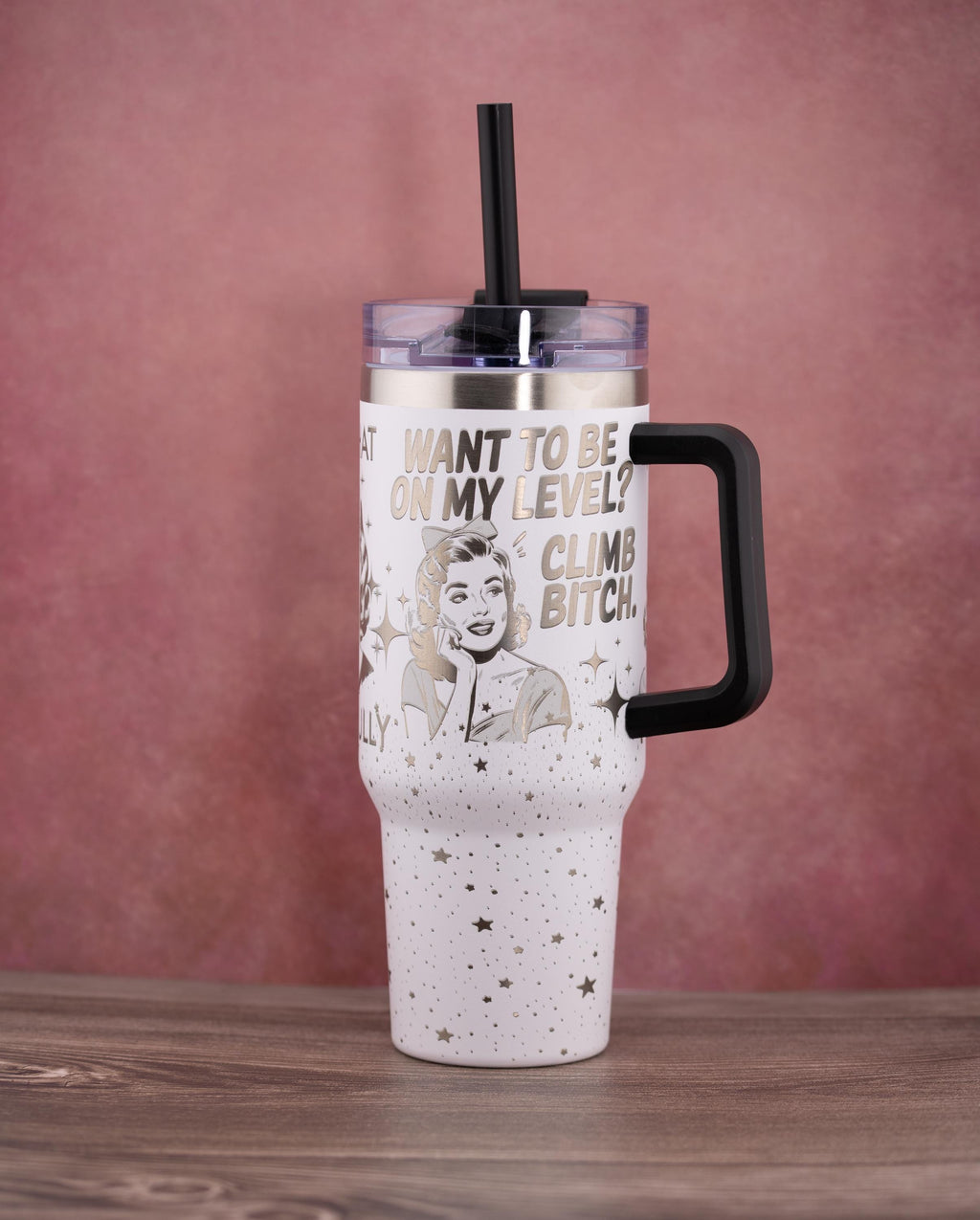 Stainless Steel Tumbler - 40oz Travel Mug With Handle & Straw Lid | Insulated Double Wall Cup