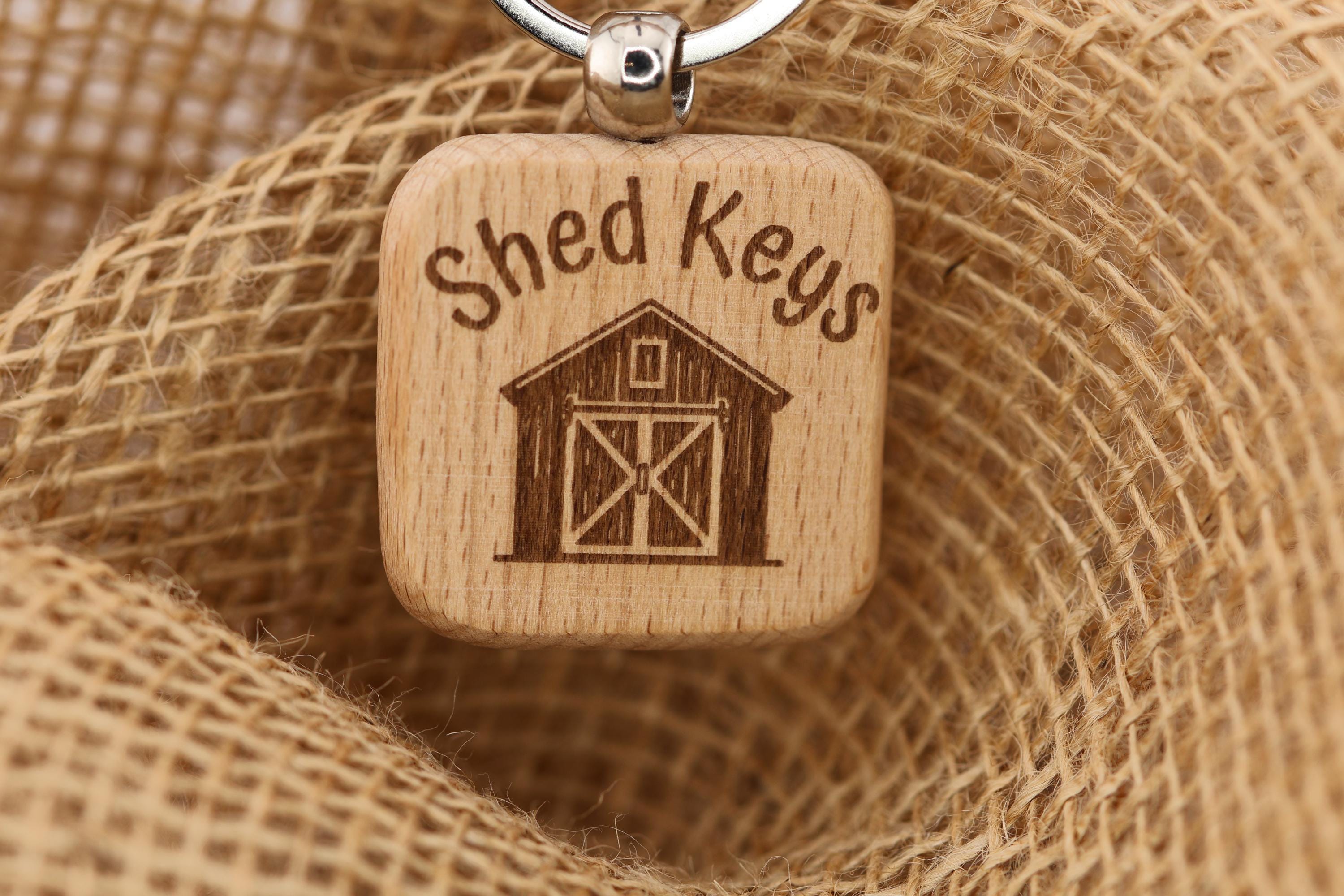 Rustic Wood Keychain – Double-Sided Engraving With Stainless Steel Ring