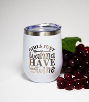 Wine Tumbler - 12 oz Stainless Steel Cup | Laser Engraved Girls Night Tumbler