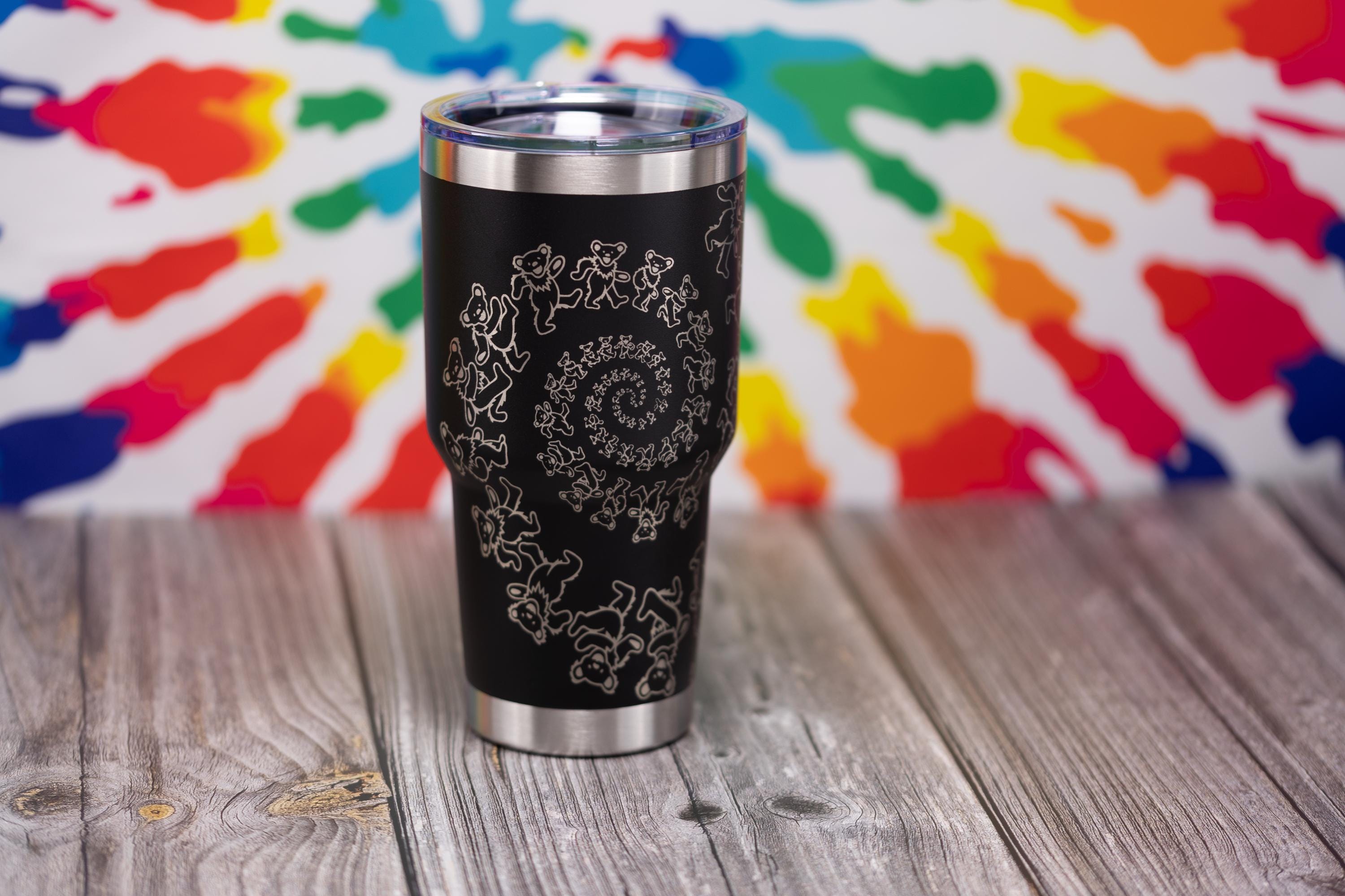 Grateful Dead Tumbler - 30oz Insulated Stainless Steel Cup | Laser Engraved Spiral Bears