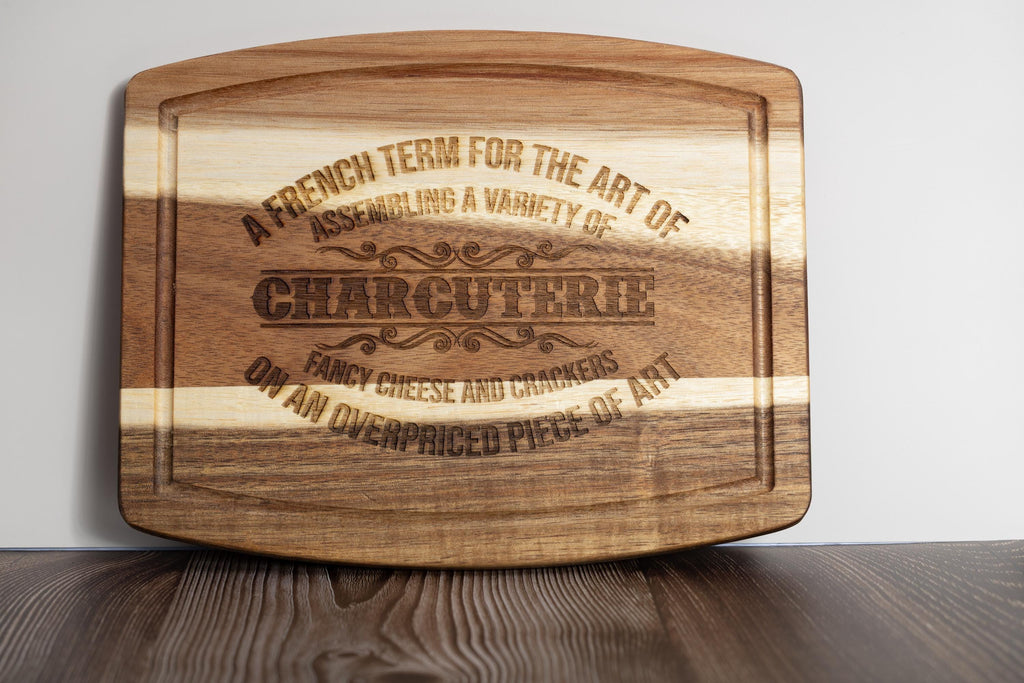 Rustic Acacia Charcuterie | 10 Inch Laser Engraved Wood Board – Unique Hostess Gift