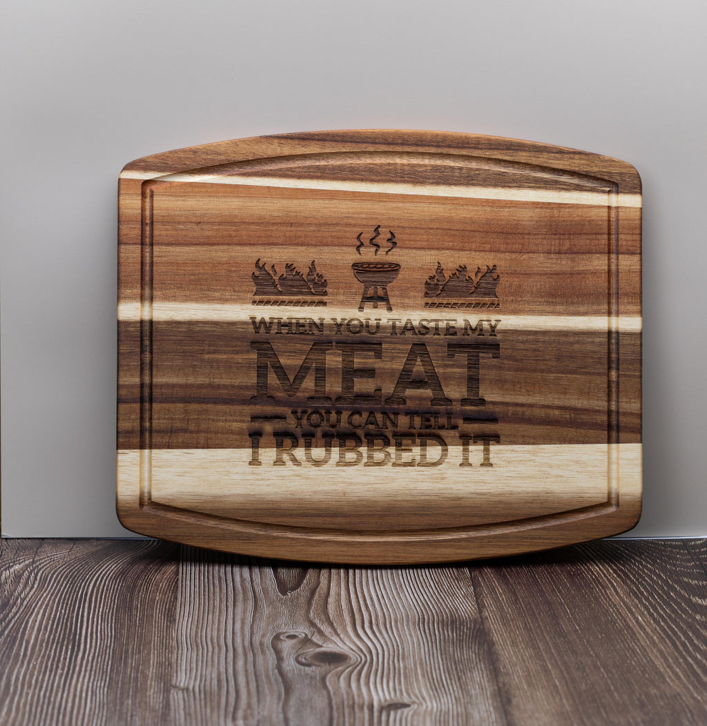 Acacia Wood Cutting Board – Engraved BBQ Grill Board, Durable & Knife Friendly