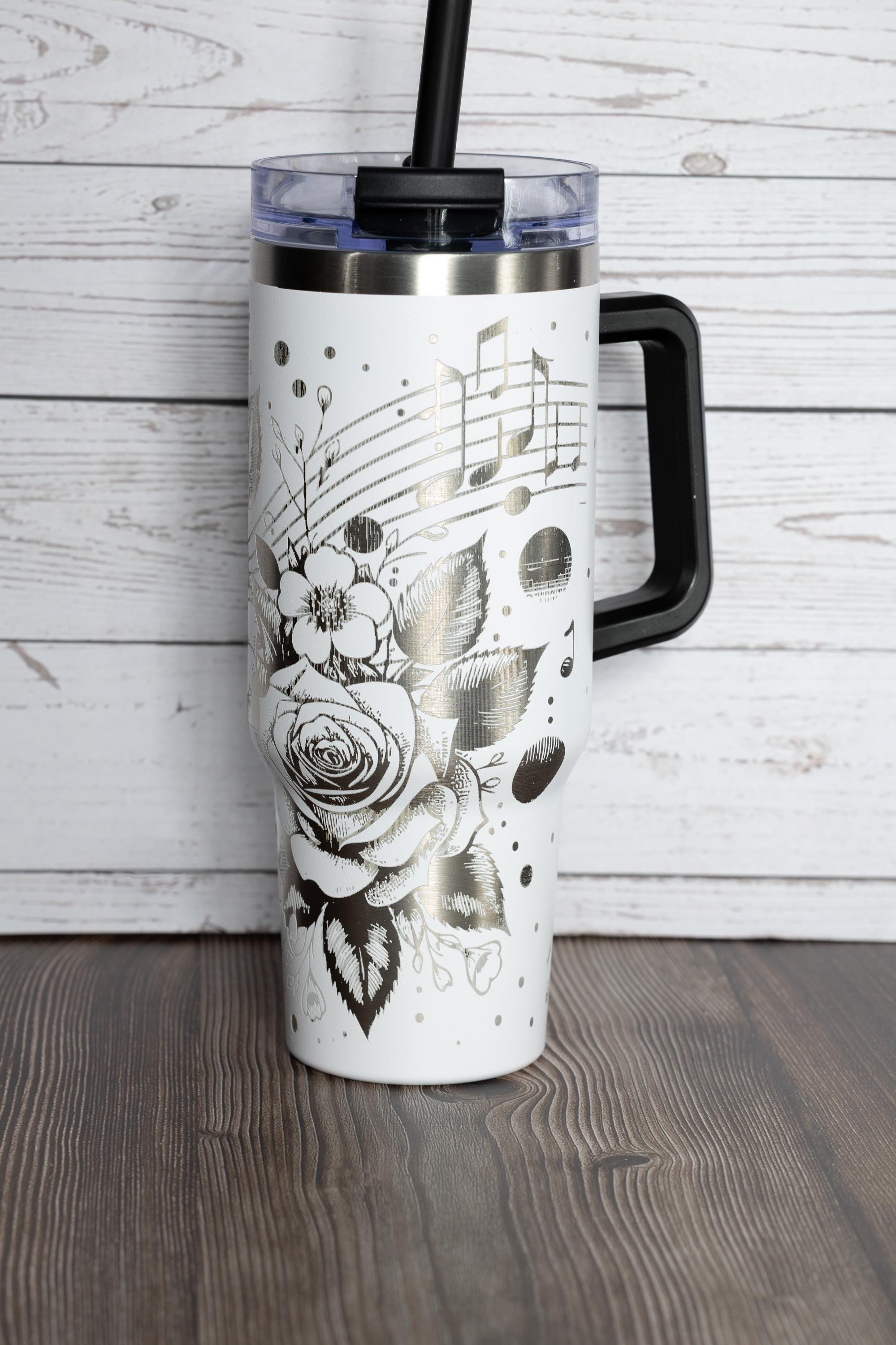 40oz Stainless Steel Tumbler – Vacuum Insulated Cup with Built In Handle & Reusable Straw