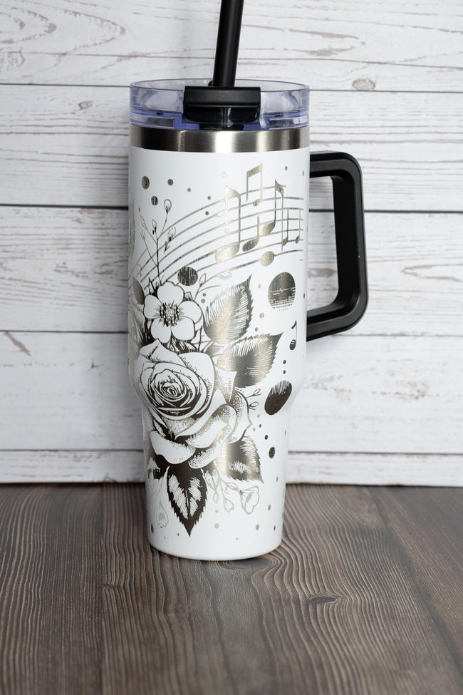 40oz Stainless Steel Tumbler – Vacuum Insulated Cup with Built In Handle & Reusable Straw
