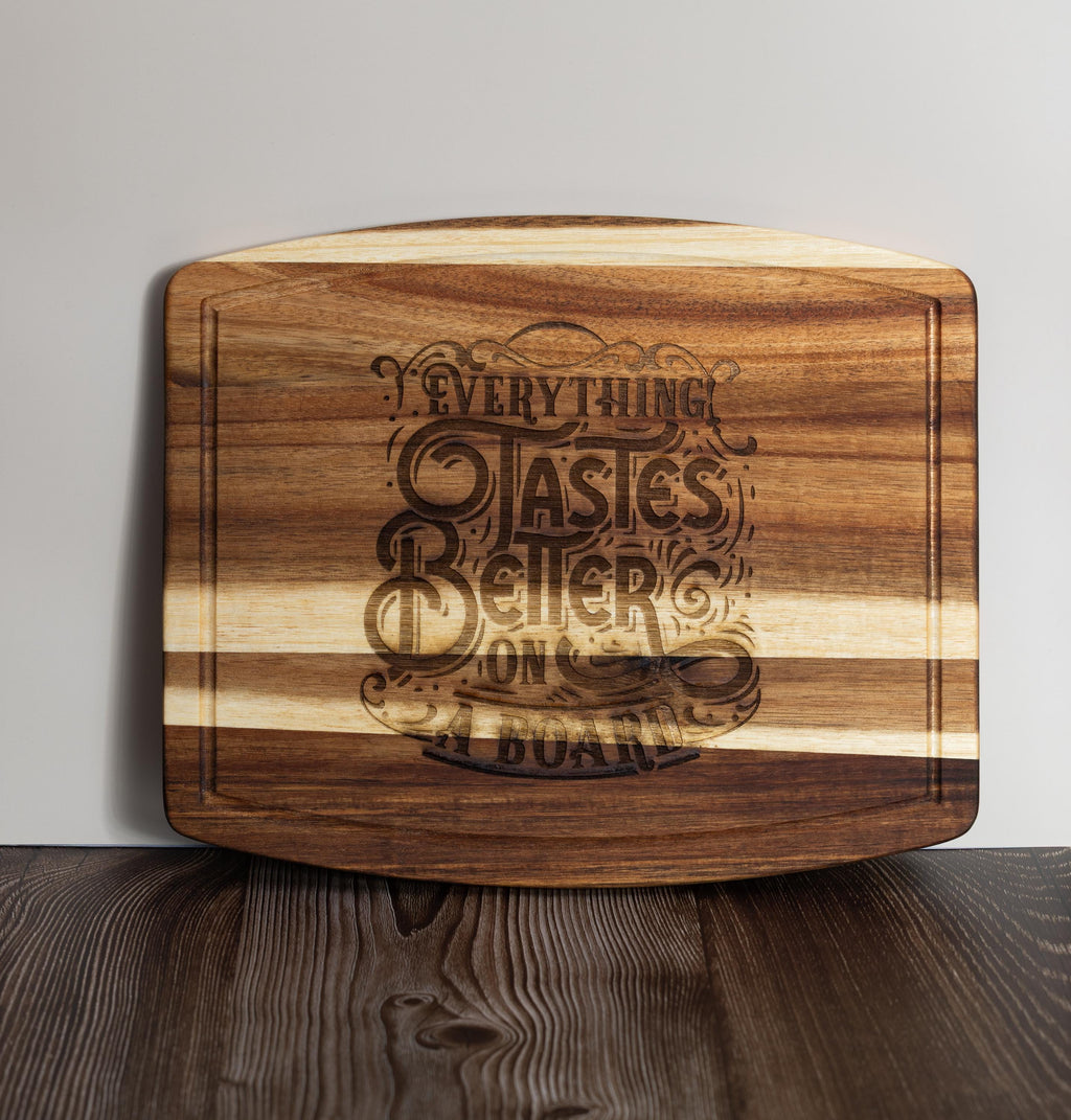 Acacia Wood Charcuterie Board - Laser Engraved Funny Snack Platter, Durable Serving Tray 10x12