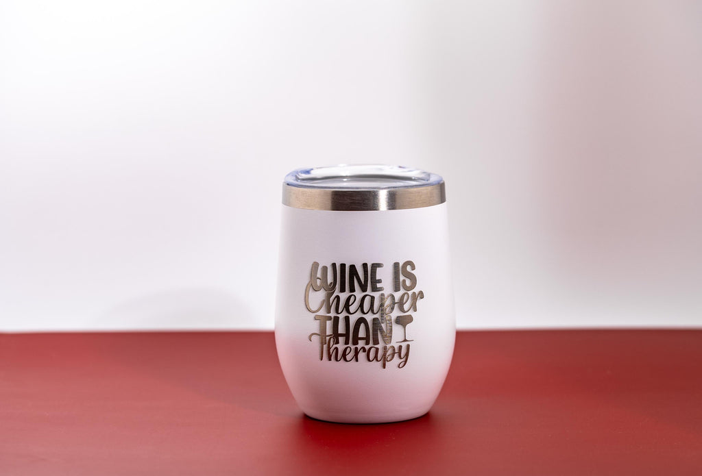 Insulated Wine Tumbler - 12oz Stainless Steel Double Wall, Laser Engraved Funny Gift