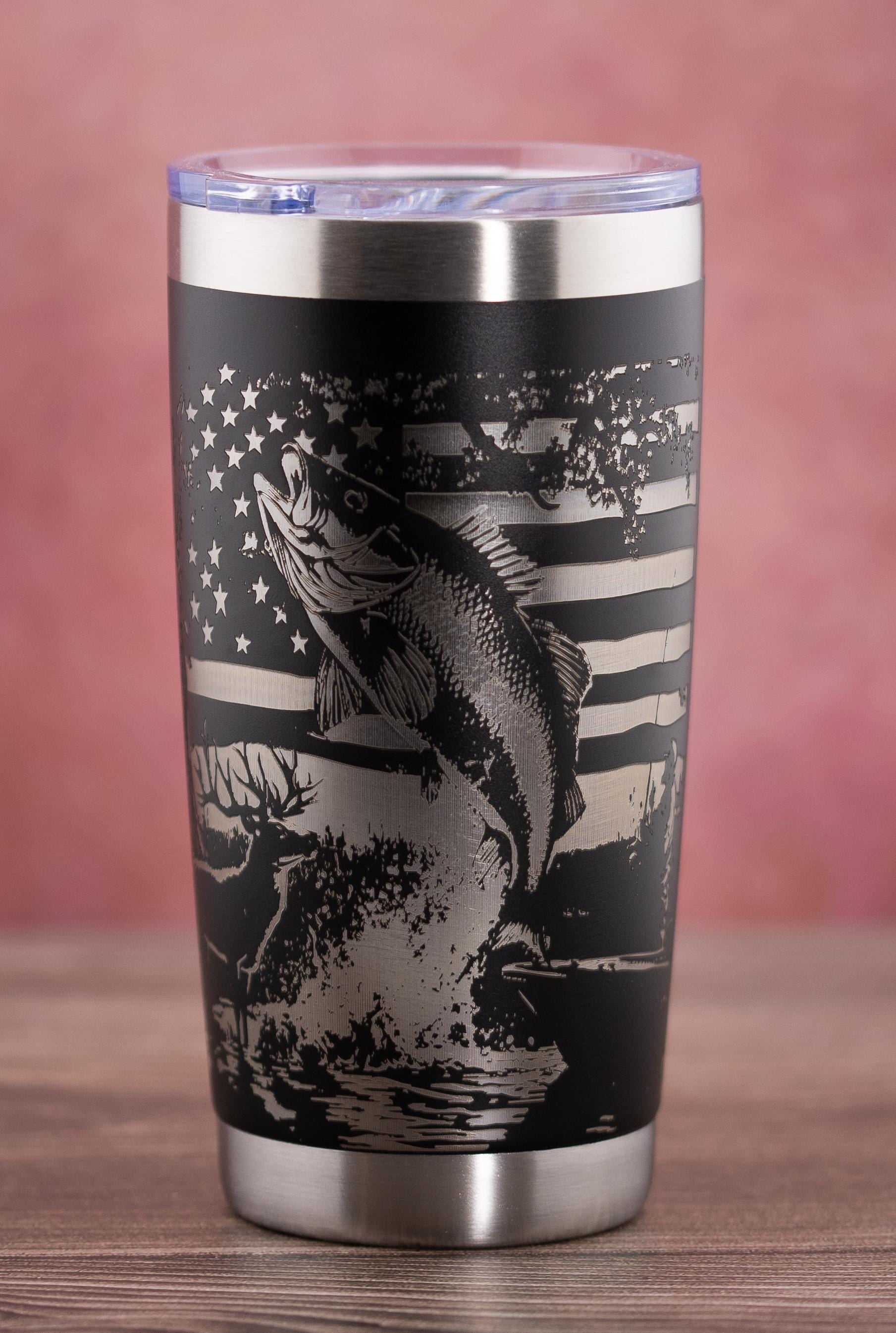 20oz Insulated Tumbler - Stainless Steel Double Wall Vacuum Engraved Flag Design