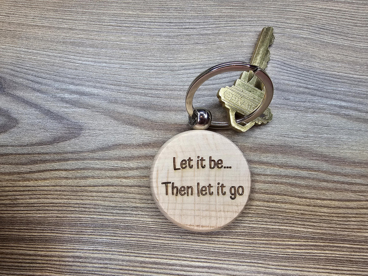 Wood Keychain – Laser Engraved Music Quote | Stainless Steel Ring, Rust Resistant