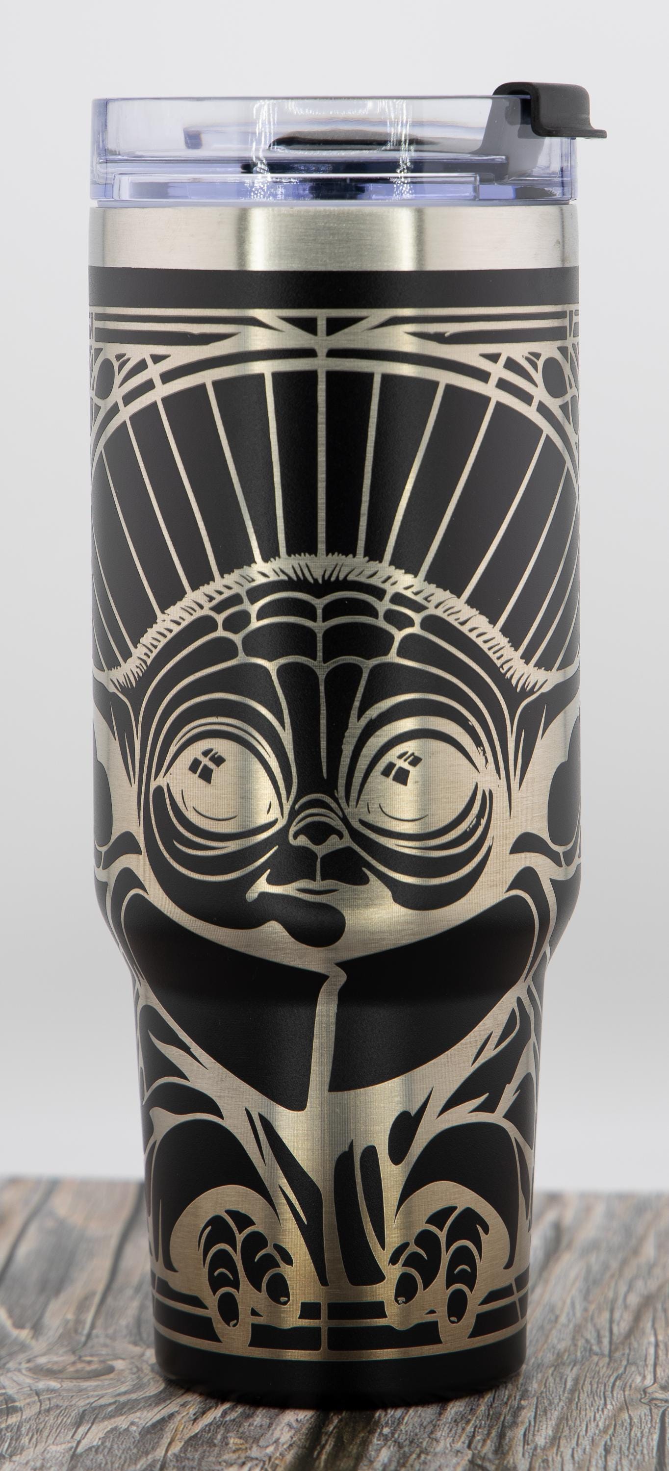 Baby Yoda Tumbler – 40oz Stainless Steel Insulated Cup with Laser Engraved Mosaic Design