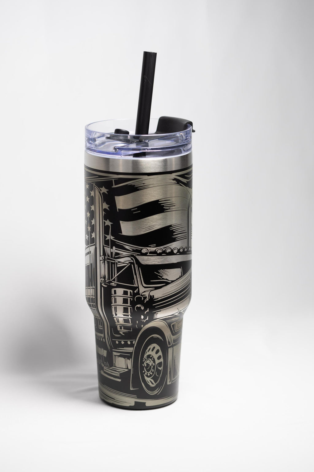 Semi Truck Travel Tumbler - 40oz Stainless Steel | Laser Engraved, Double Wall Insulation