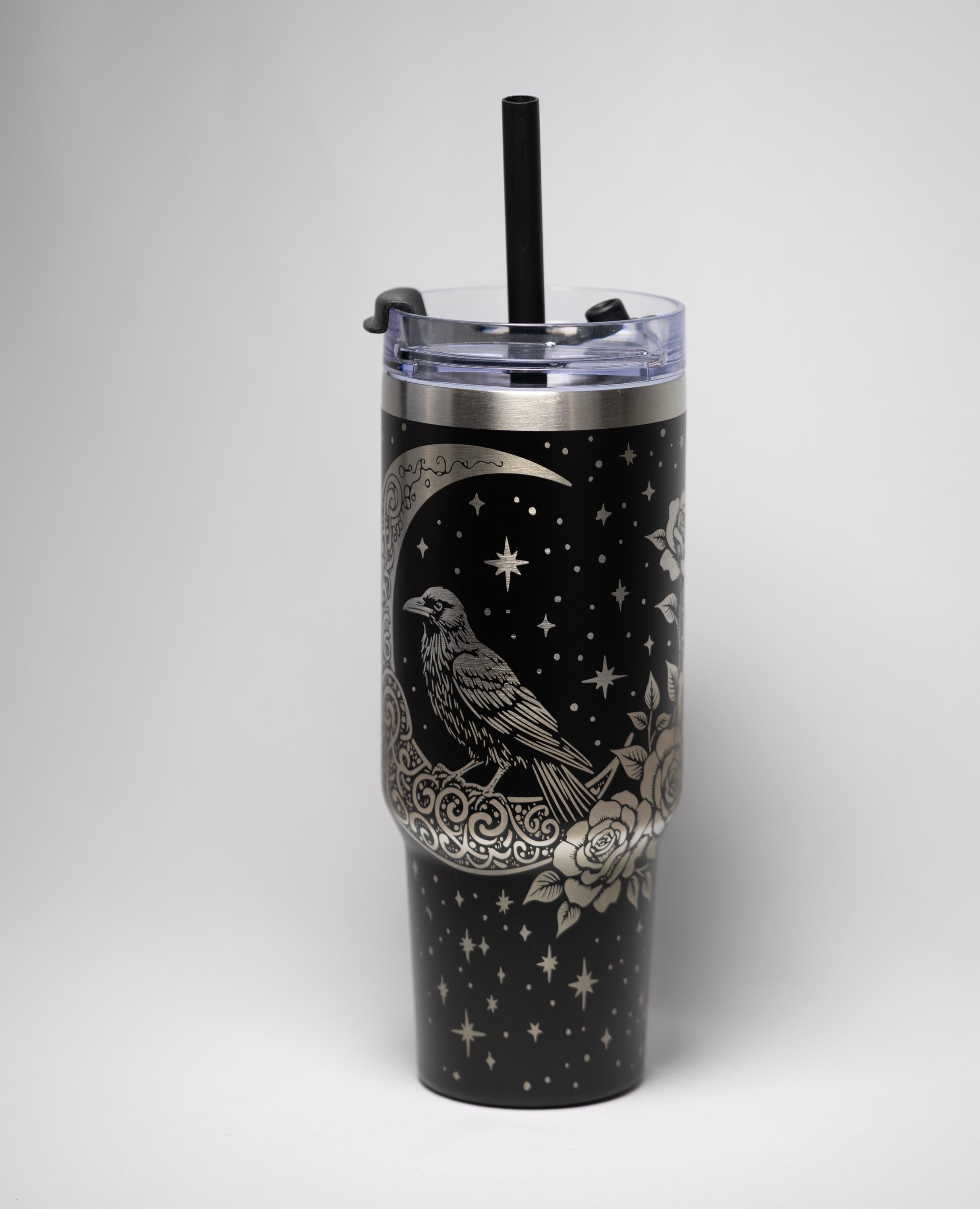 Laser Engraved Tumbler - 40 Ounce Insulated Cup | Crow Moon Design, Stainless Steel