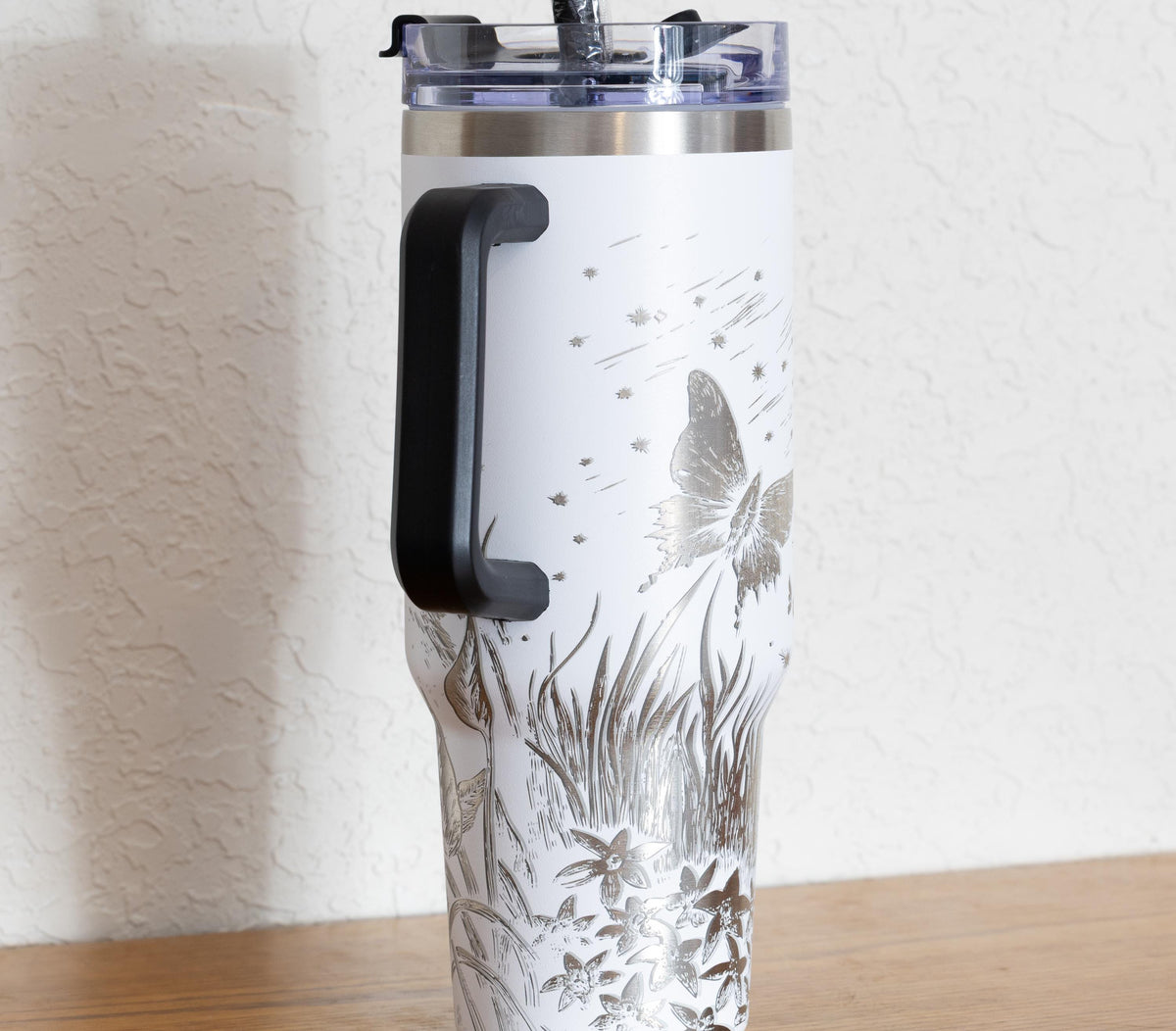 Stainless Steel Tumbler – 40oz Travel Mug With Handle, Straw & Double Wall Insulation