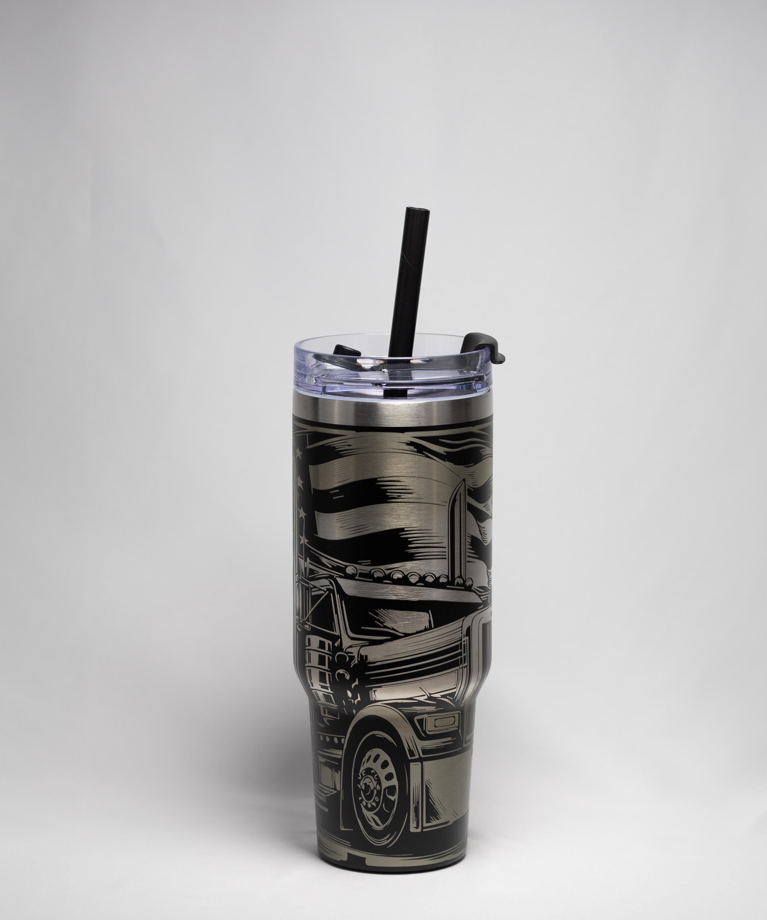Semi Truck Travel Tumbler - 40oz Stainless Steel | Laser Engraved, Double Wall Insulation