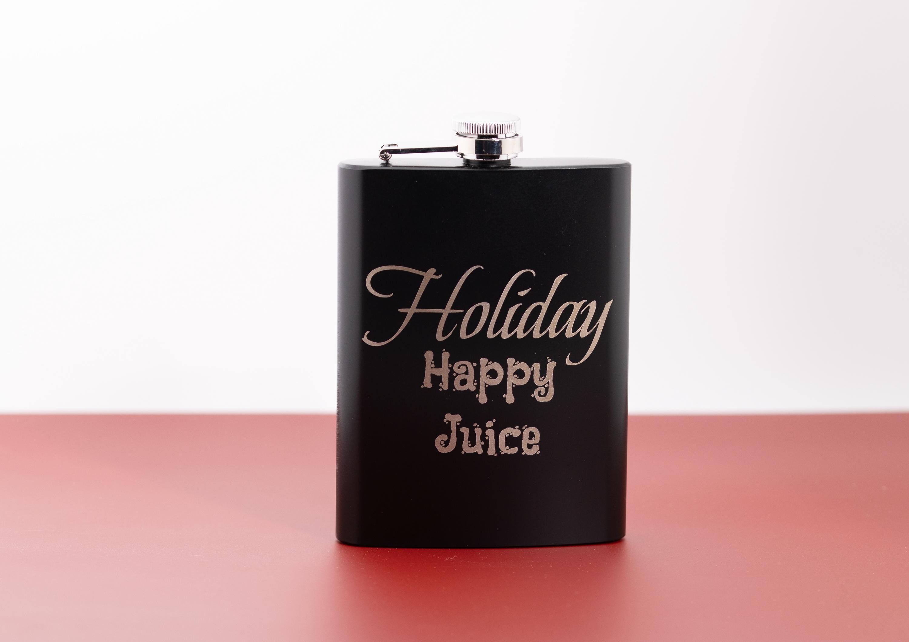 Engraved Matte Black Flask | 8oz Stainless Steel Leak Proof Holiday Party Gift