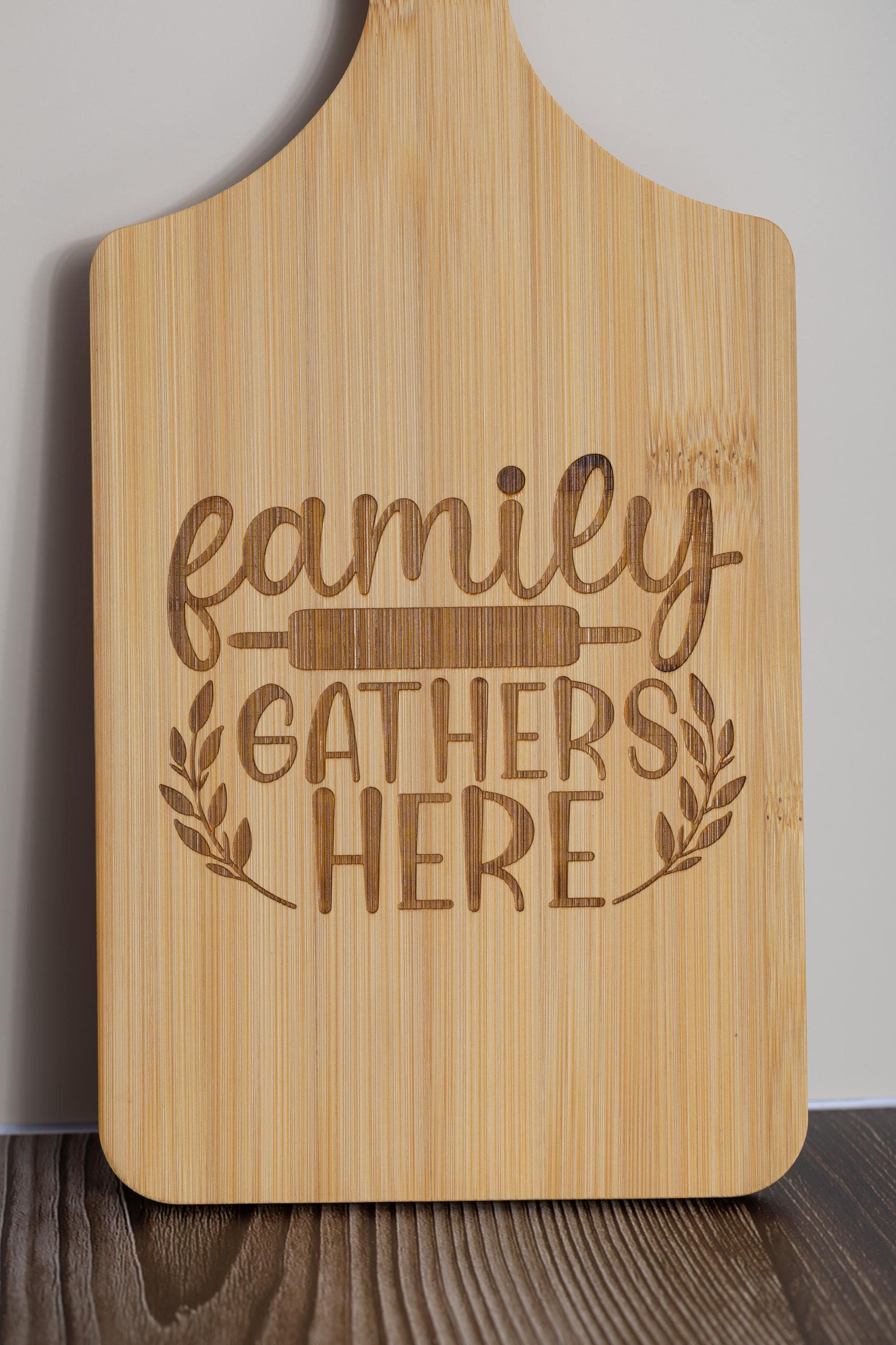 Laser Engraved Bamboo Board – Rustic Kitchen Decor, Family Kitchen Gift 5x11
