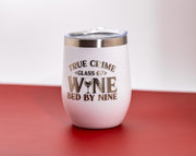 Stainless Steel Wine Tumbler - Insulated Double Wall Spill Proof Cup with Laser Engraved Design