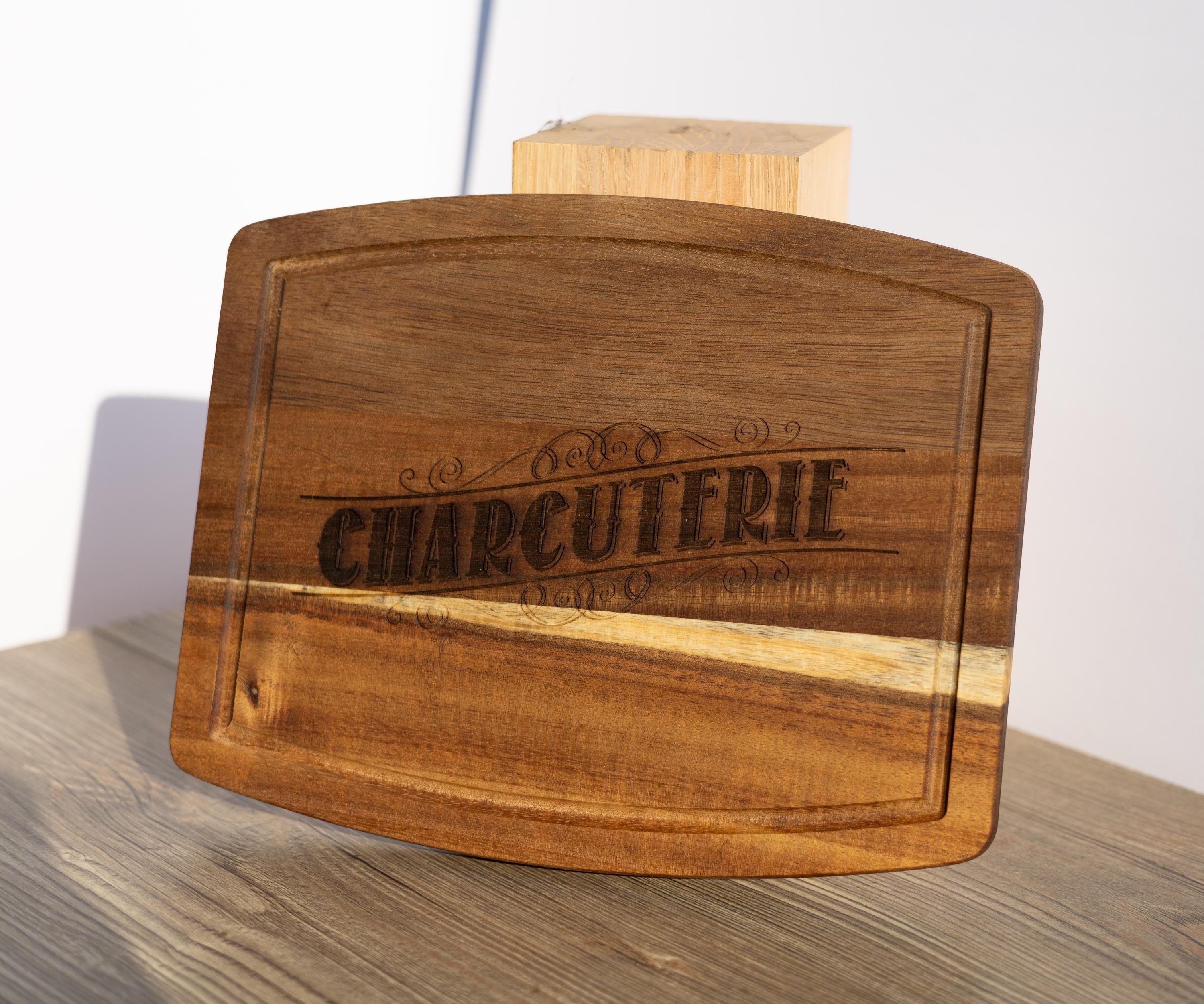 Rustic Acacia Charcuterie Board - Laser Engraved Wooden Serving Tray 8x10