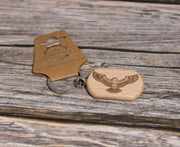 Eagle Keychain Wood - Laser Engraved Rustic Hardwood Charm with Stainless Steel Hardware
