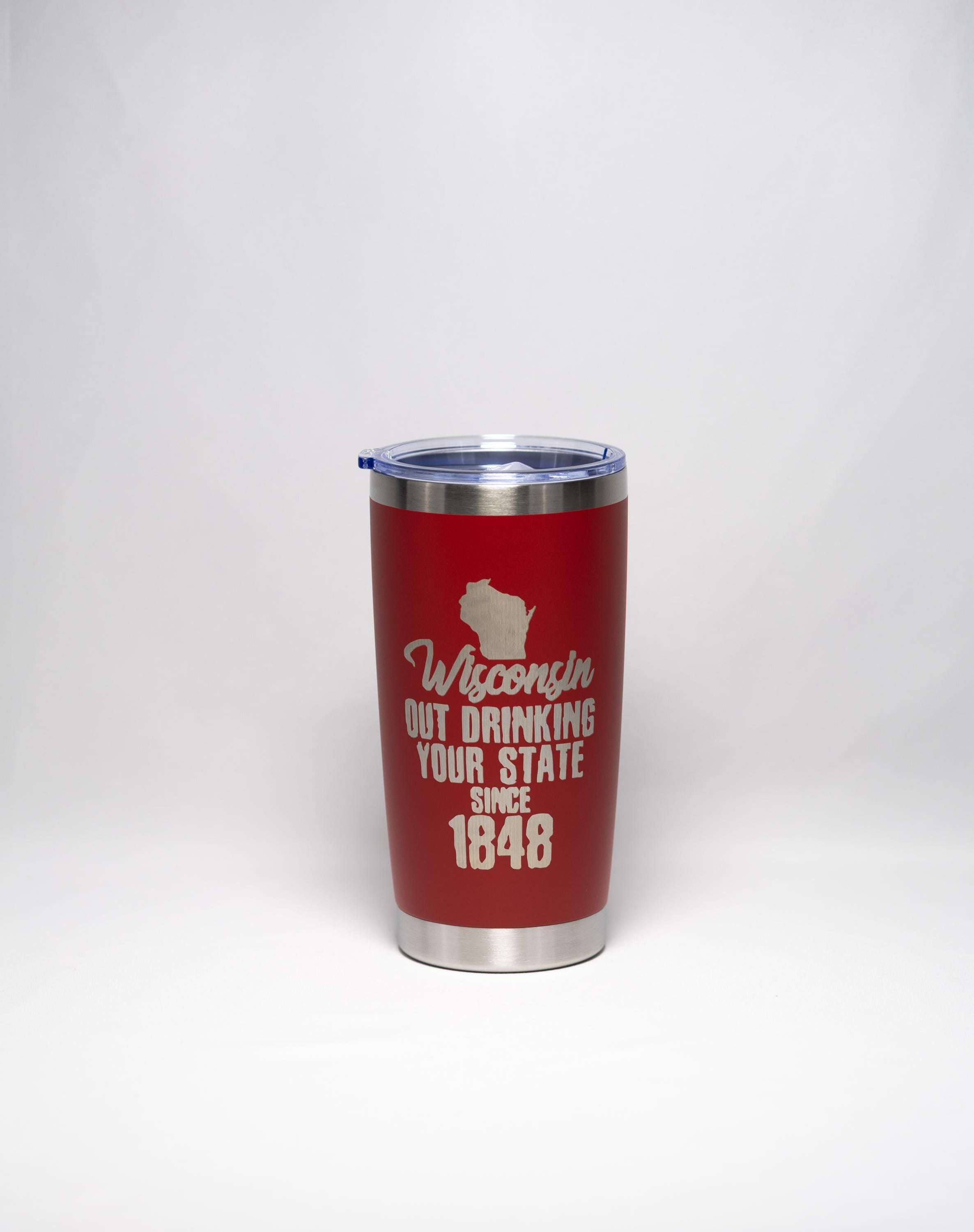 Wisconsin Tumbler | Laser Engraved Drinkware - Powder Coated Stainless Steel Cup