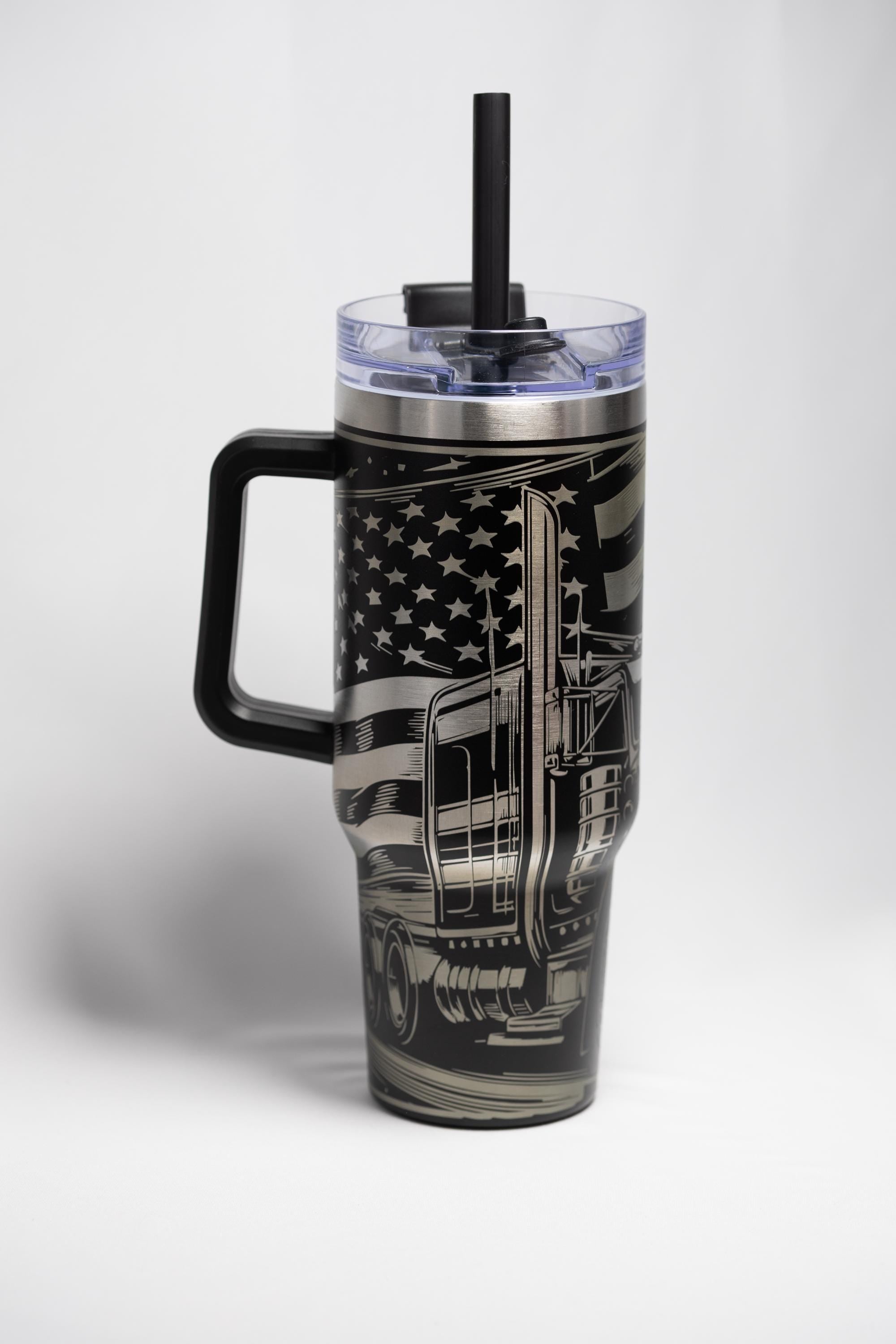 Semi Truck Travel Tumbler - 40oz Stainless Steel | Laser Engraved, Double Wall Insulation