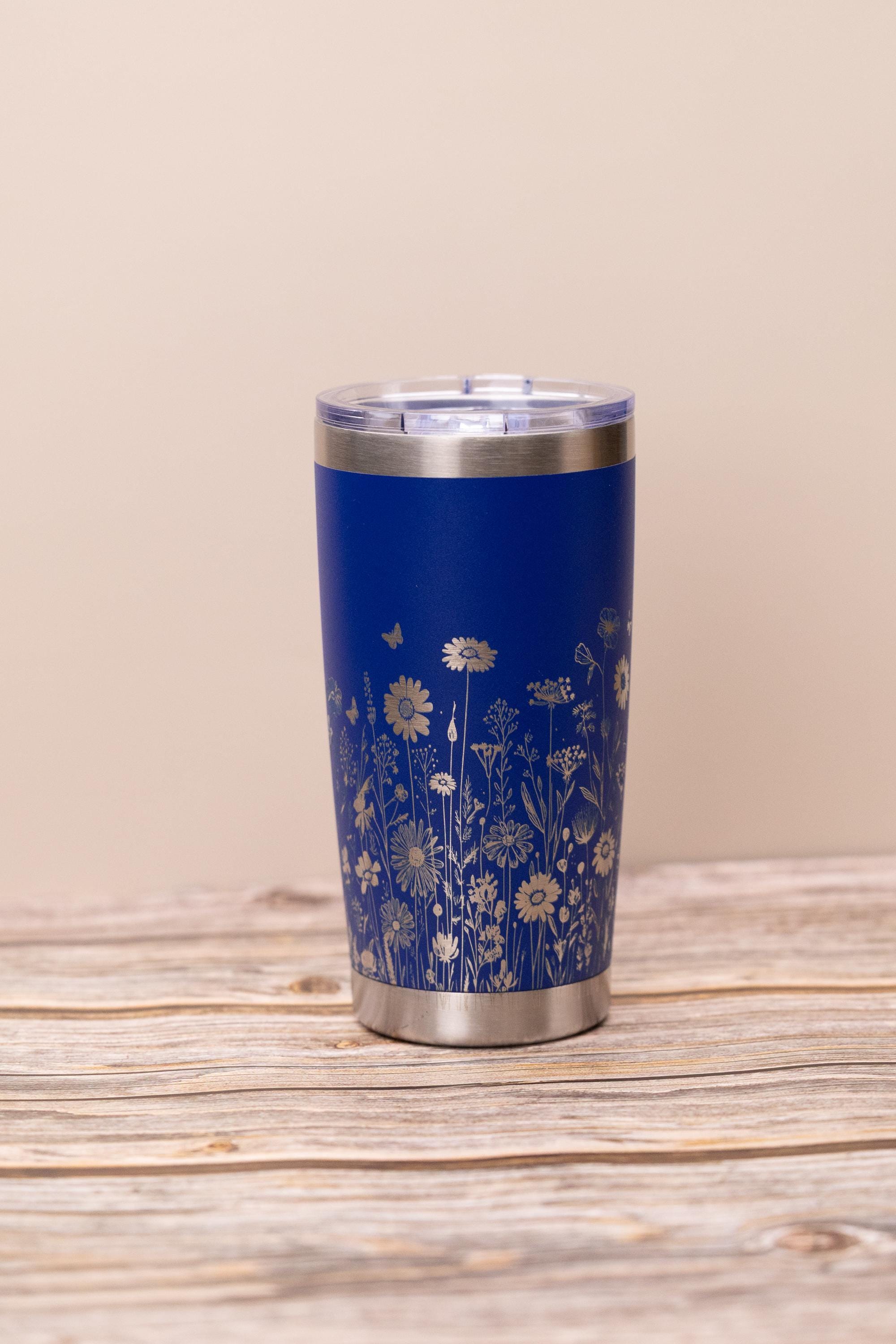 Wildflower Tumbler – 20oz Double Wall Insulated Stainless Steel Cup With Floral Wrap Design