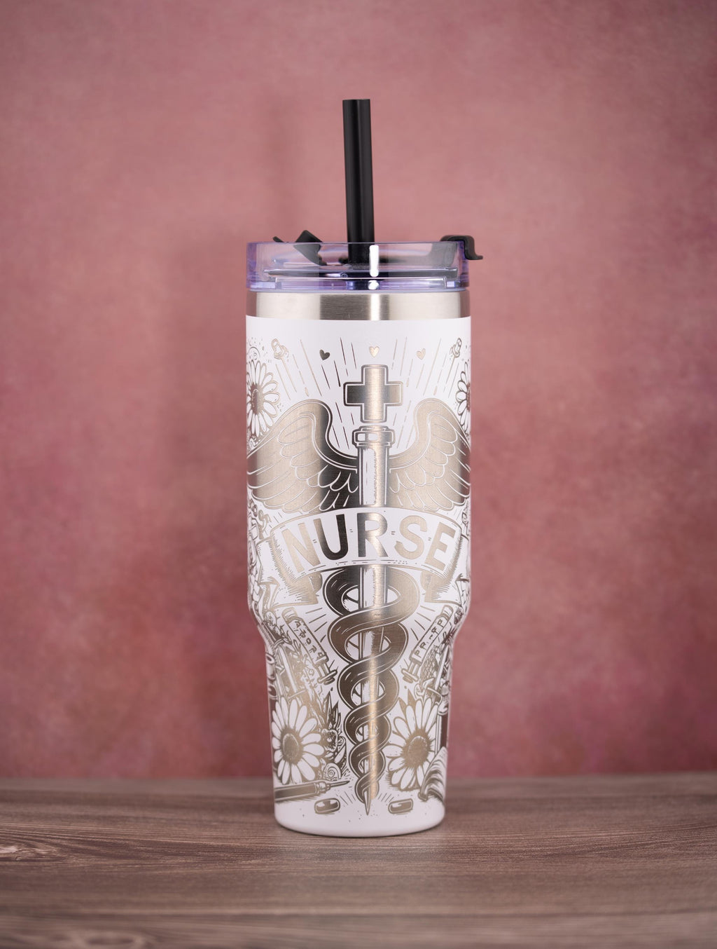 Nurse Tumbler – 40oz Stainless Steel Insulated Drink Cup | Straw Friendly Lid