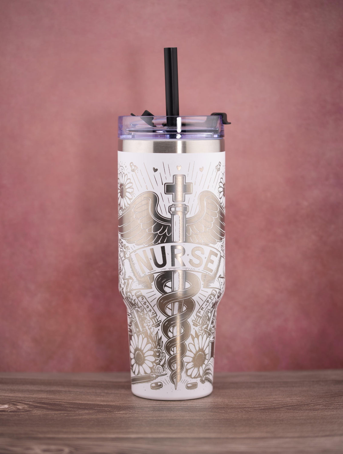 Nurse Tumbler – 40oz Stainless Steel Insulated Drink Cup | Straw Friendly Lid