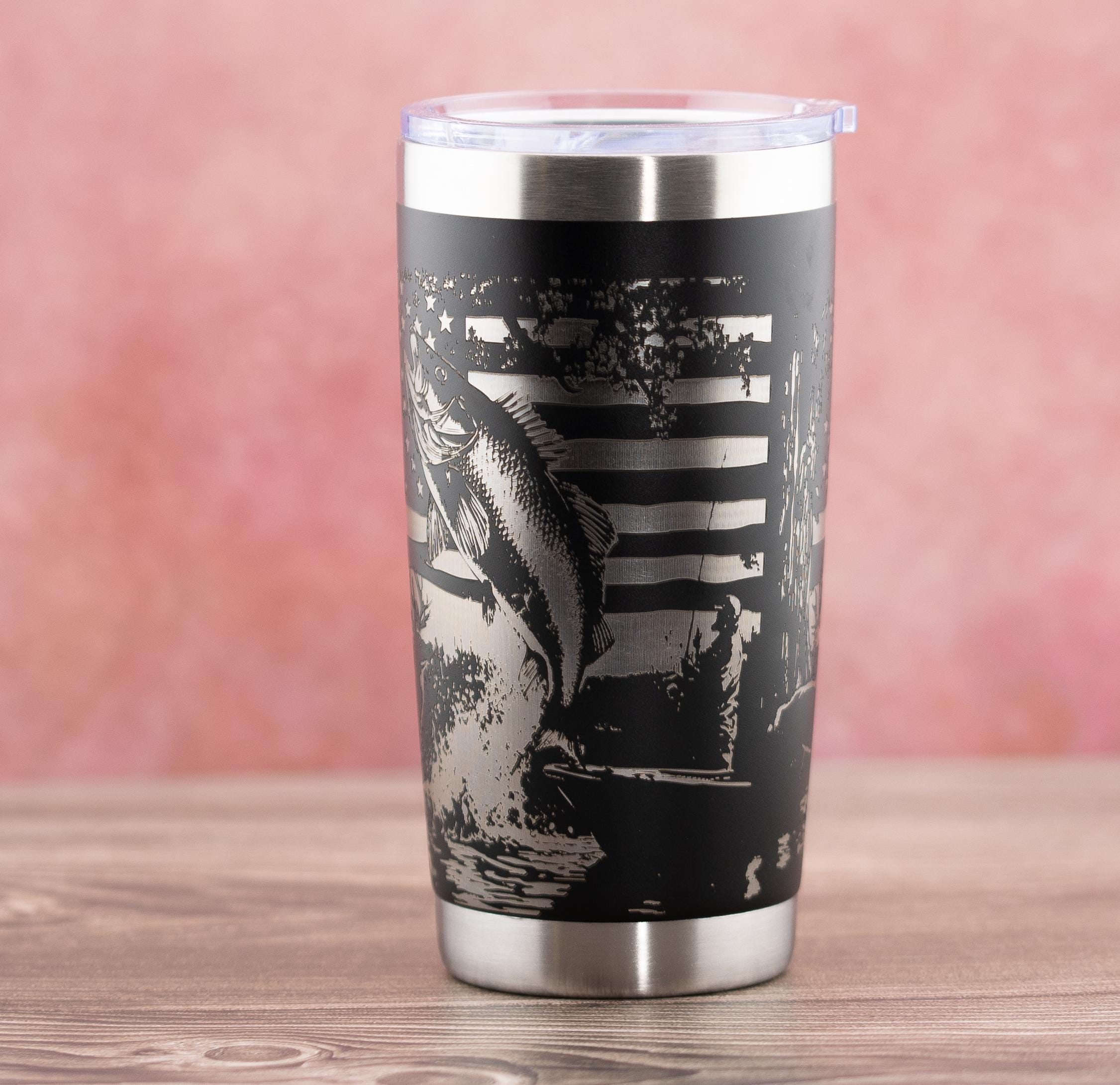 20oz Insulated Tumbler - Stainless Steel Double Wall Vacuum Engraved Flag Design