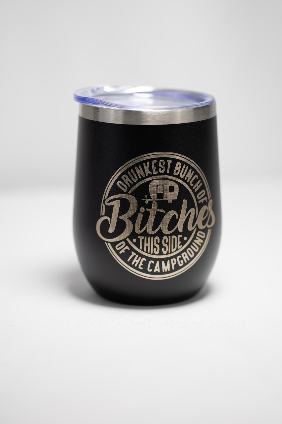 Funny Camping Wine Tumbler – Stainless Steel, Double Wall, 12 oz Insulated Cup