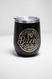 Funny Camping Wine Tumbler – Stainless Steel, Double Wall, 12 oz Insulated Cup