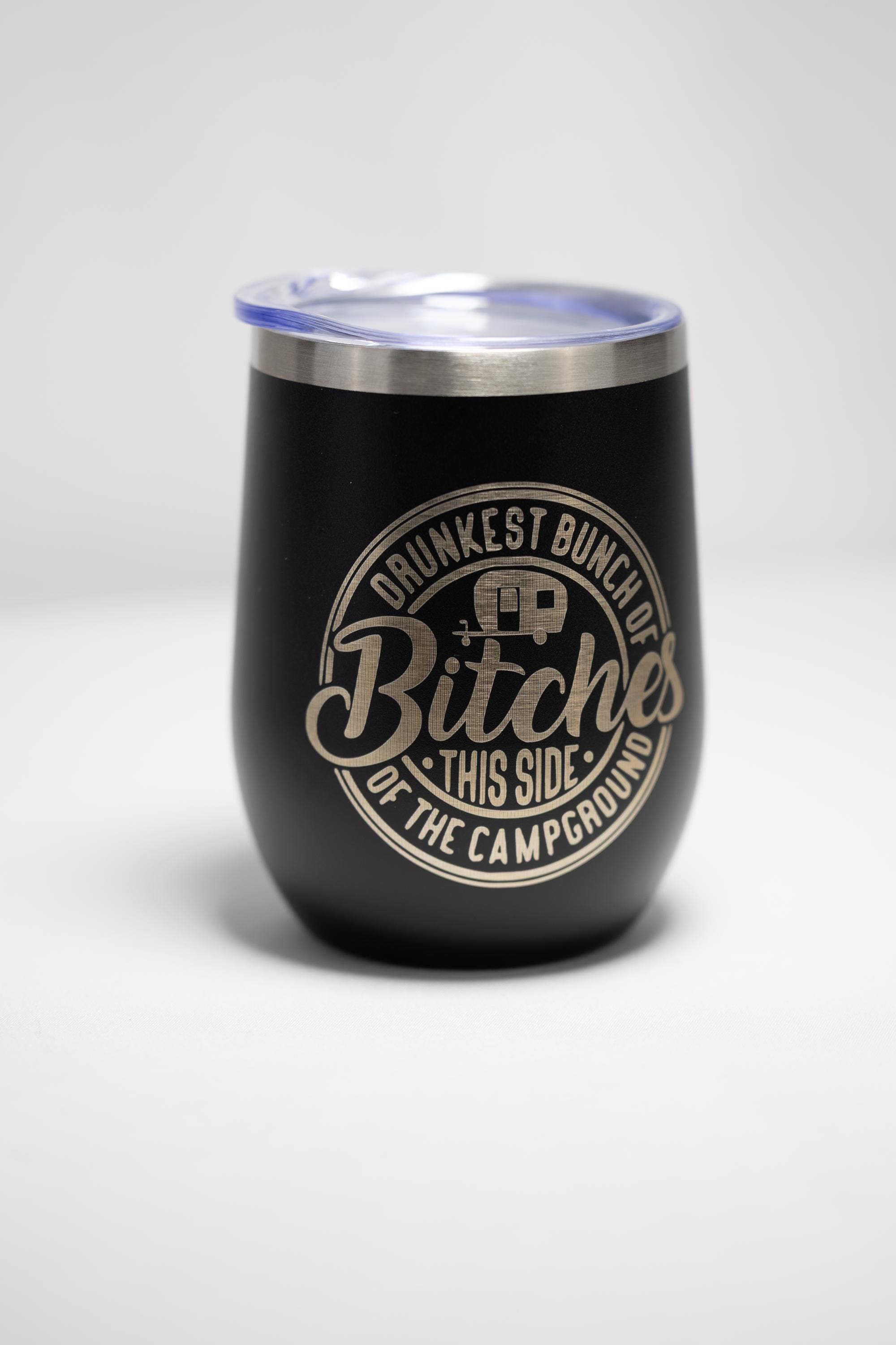 Funny Camping Wine Tumbler – Stainless Steel, Double Wall, 12 oz Insulated Cup