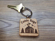 Cabin Keys Keychain – Rustic Wooden Keychain With Stainless Steel Ring, Double Sided Engraving