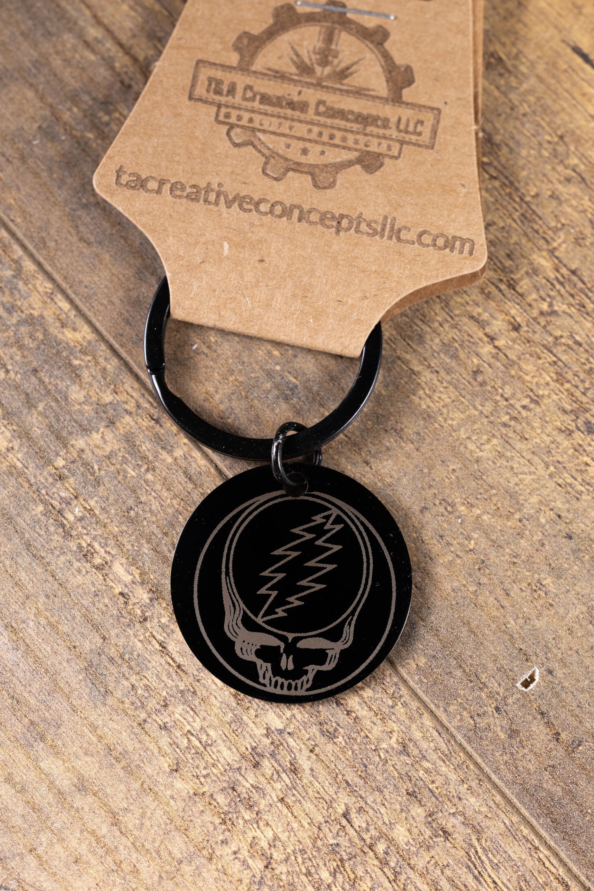 Steal Your Face Keychain – Black Stainless Steel, Double Sided Laser Engraved