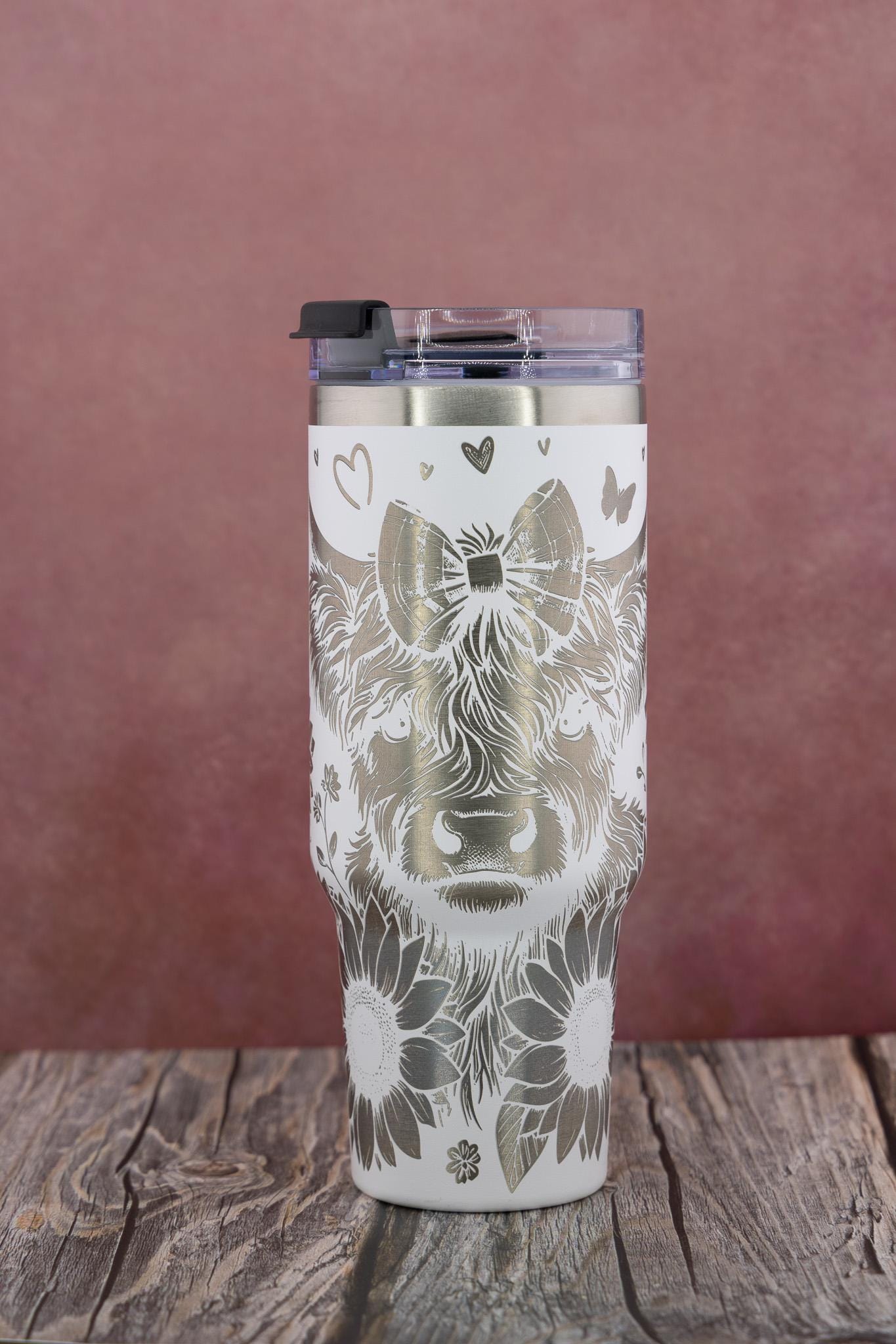 Highland Cow Tumbler - 40oz Stainless Steel Double Wall Vacuum Insulated Cup