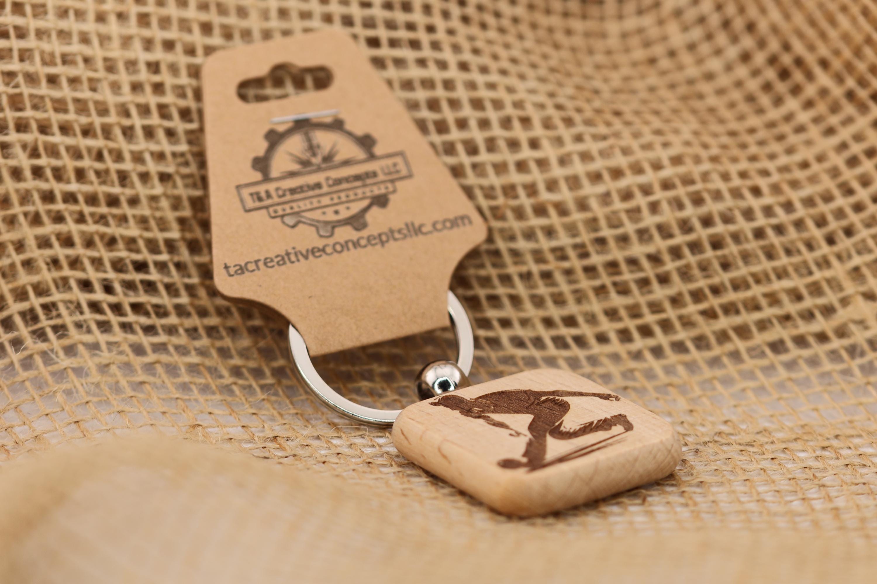 Bowling Keychain – Laser Engraved Hardwood Double Sided Bag Charm Keychain