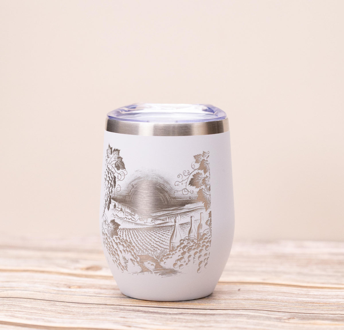 Insulated Wine Tumbler - Stainless Steel 12oz Double Wall Cup With Spill Resistant Lid