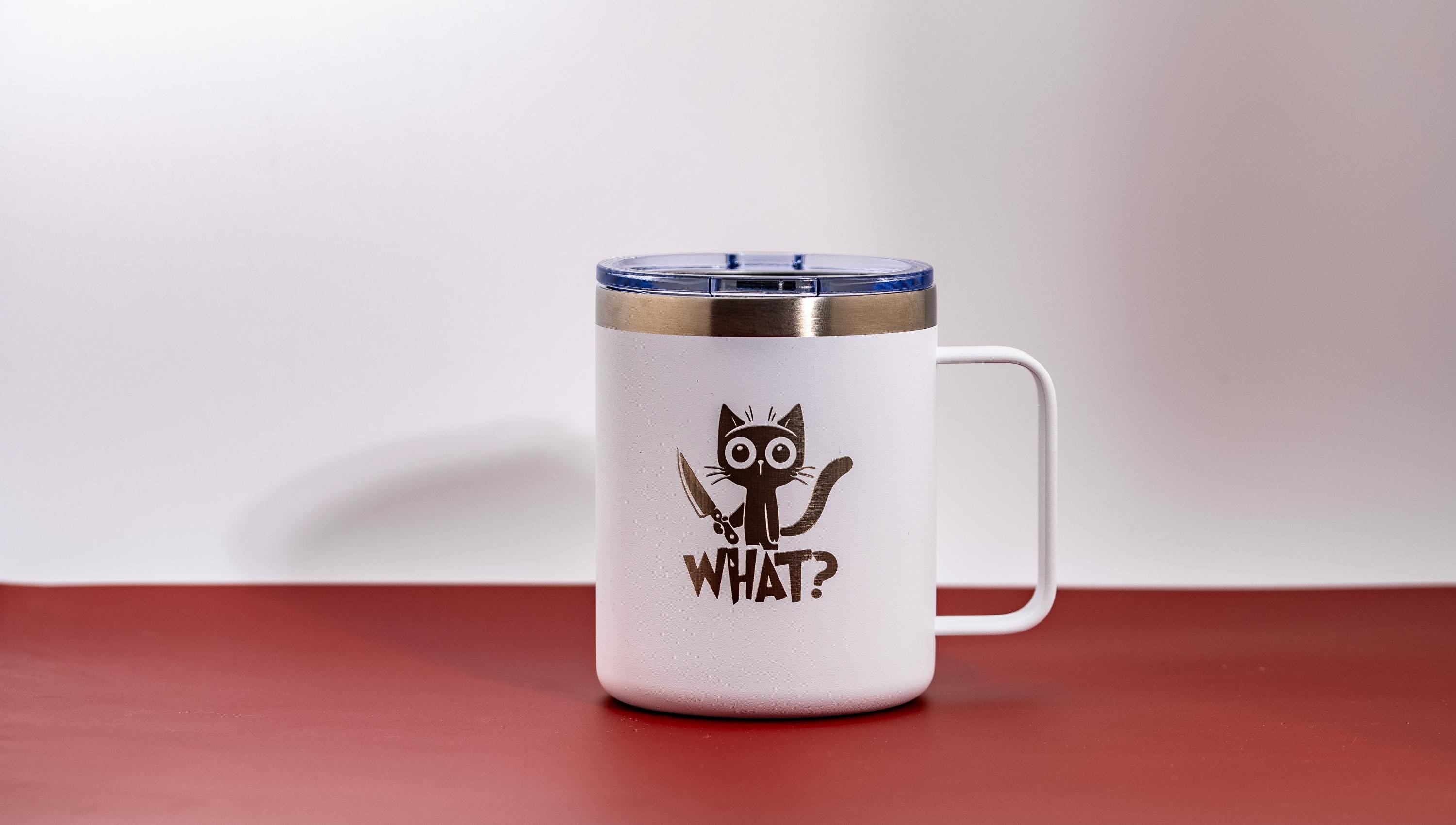 Insulated Cat Mug – Stainless Steel, Laser Engraved 14oz Double Wall Travel Cup