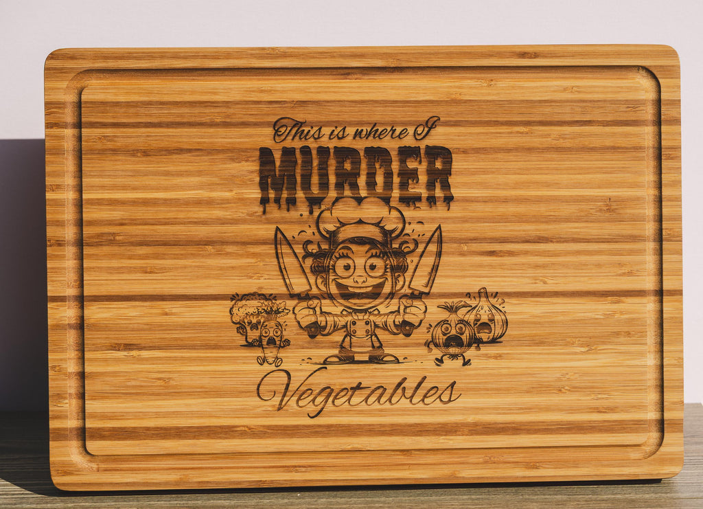 Funny Bamboo Cutting Board – Laser Engraved, Durable Large Serving Board