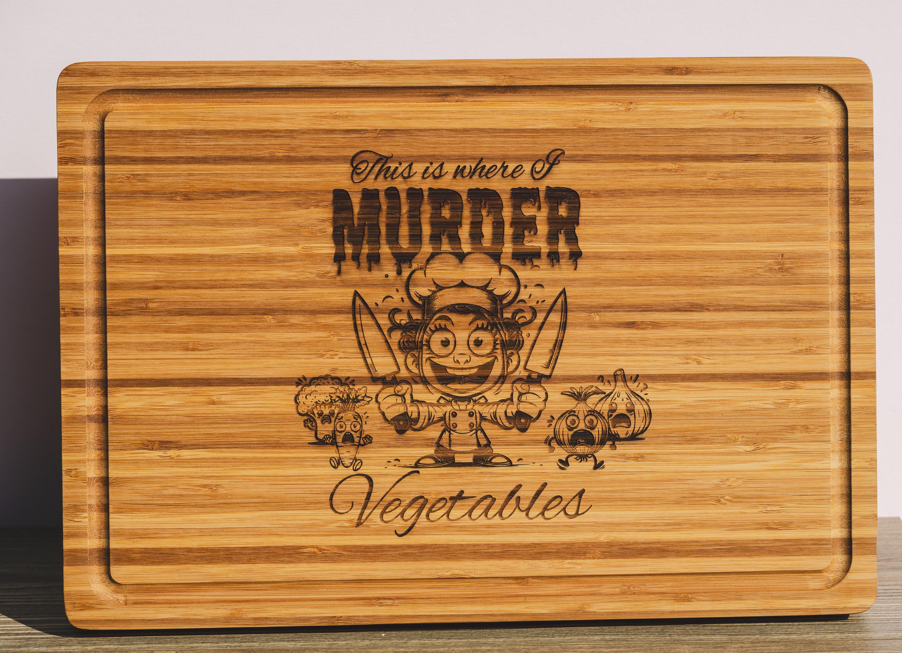 Funny Bamboo Cutting Board – Laser Engraved, Durable Large Serving Board