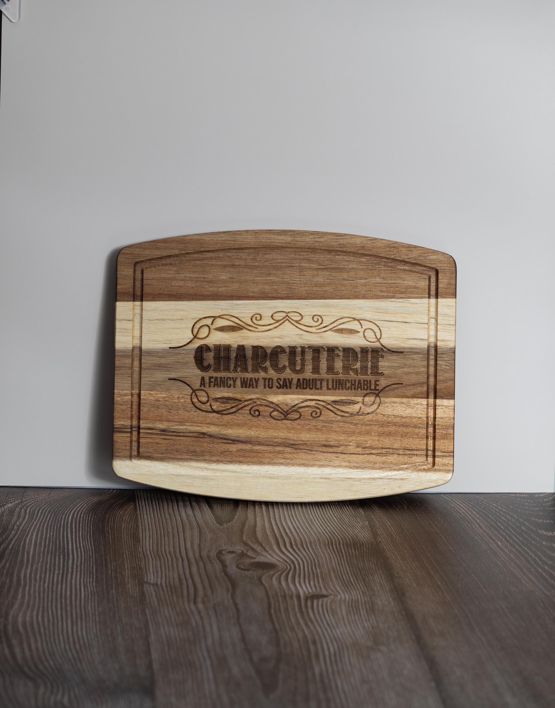 Adult Lunchable Serving Board – Laser Engraved Acacia Wood Charcuterie Tray