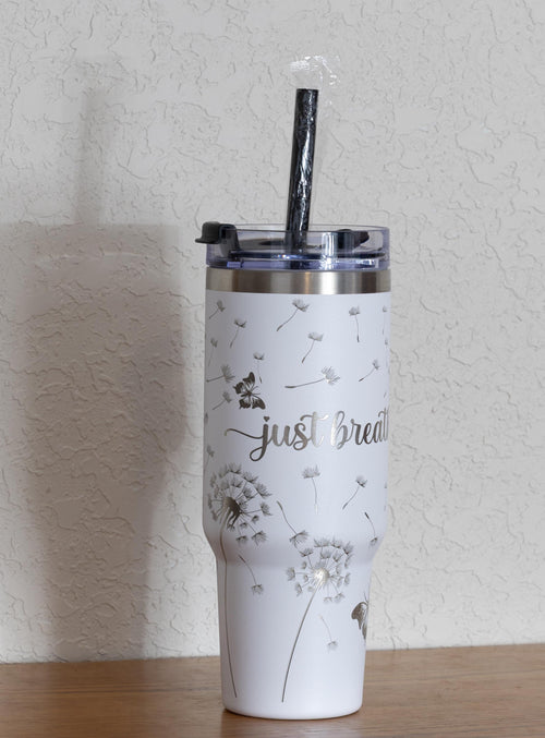 40oz Stainless Steel Tumbler – Large Vacuum Insulated Mug With Straw & Handle Grip