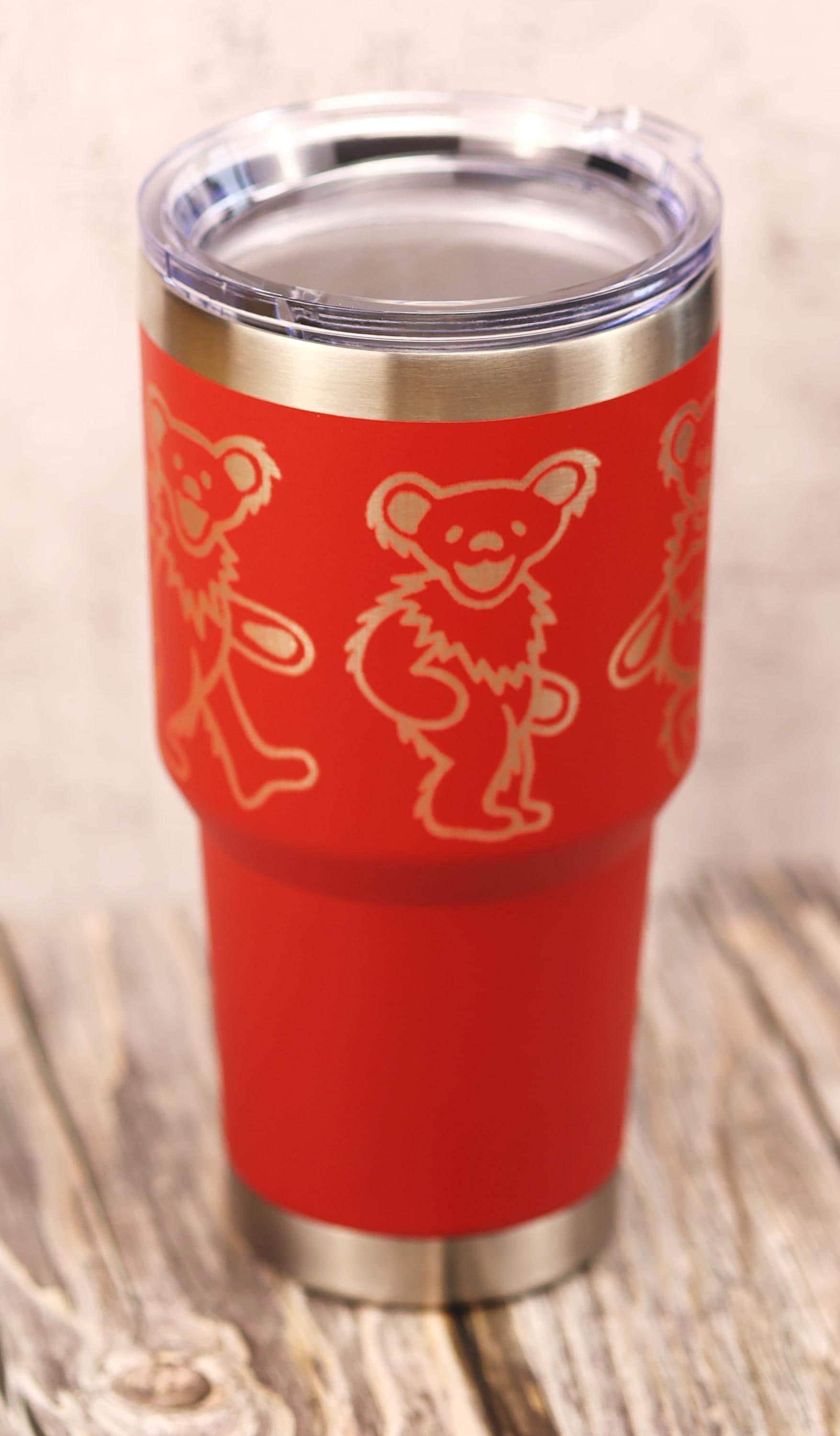 Grateful Dead Tumbler | 30oz Stainless Steel Vacuum Insulated Travel Mug - Laser Engraved Dancing Bears Design