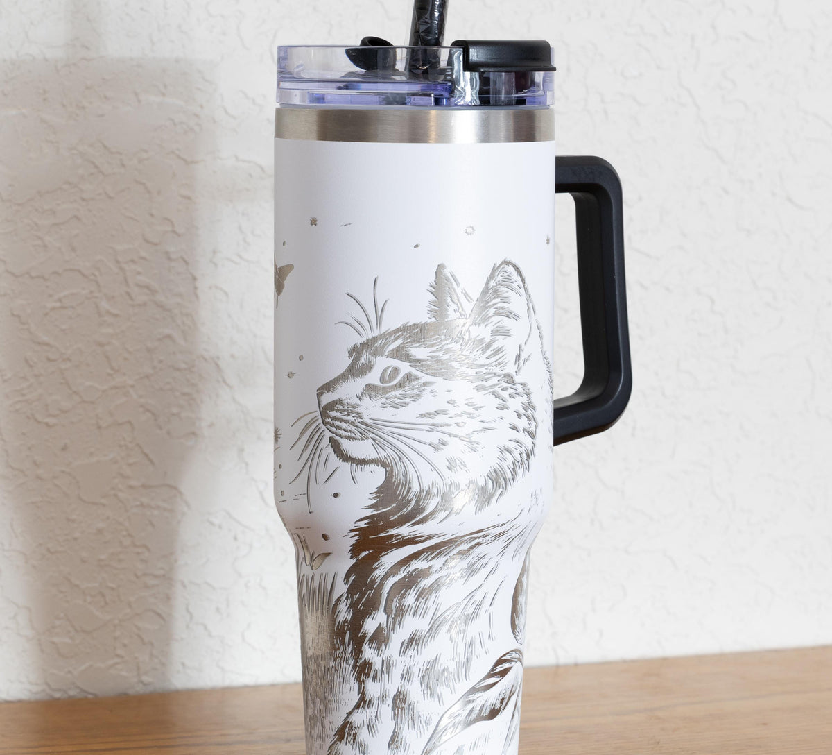 Stainless Steel Tumbler – 40oz Travel Mug With Handle, Straw & Double Wall Insulation